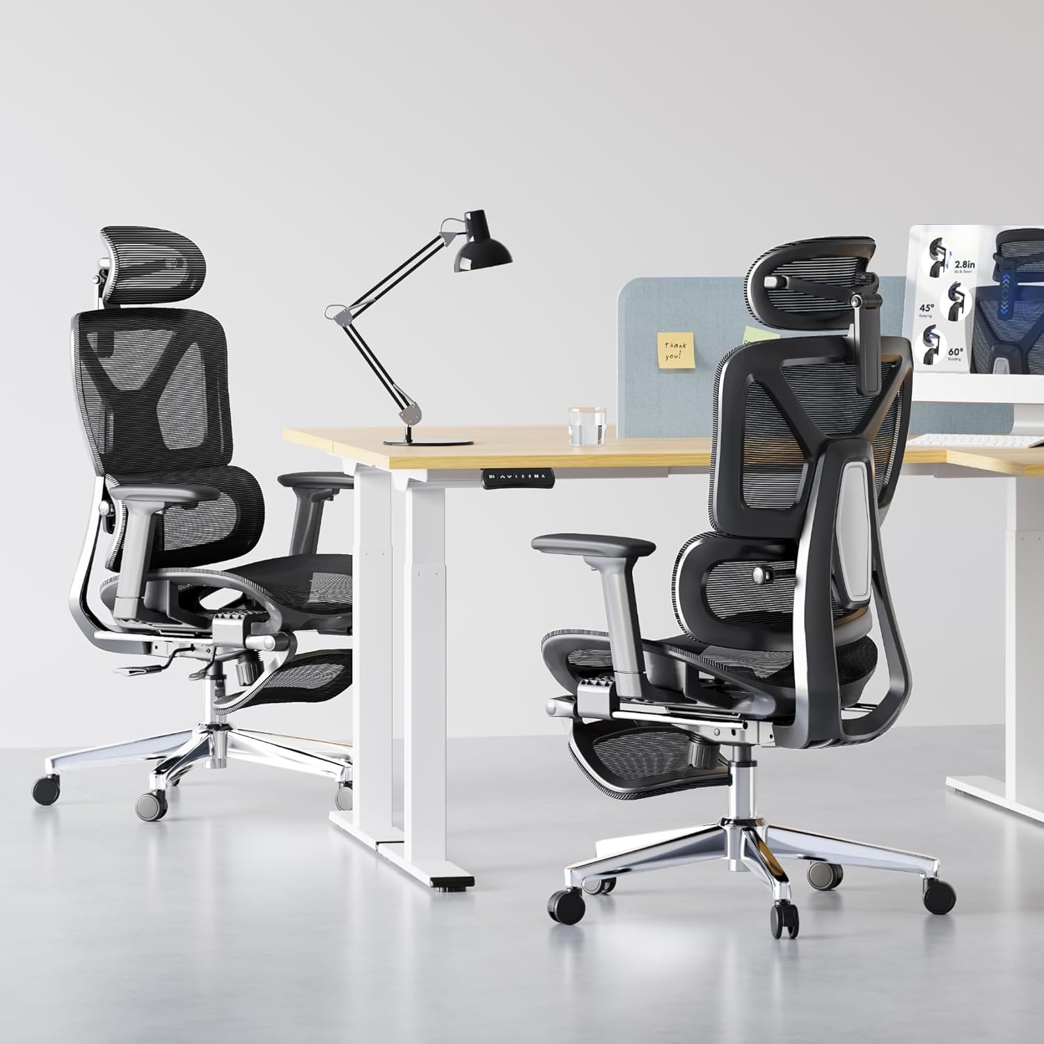 image:imageFLEXISPOT ErgoX Premium Ergonomic Office Chair with Footrest Adjustable 3D Armrests Dynamic Lumbar Support Recline amp Tilt Function Mesh Seat for Home amp Office Use BlackBreathable Black