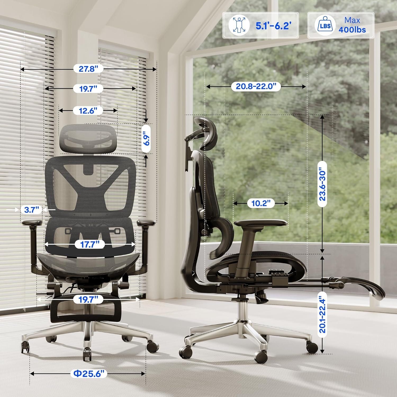 image:imageFLEXISPOT ErgoX Premium Ergonomic Office Chair with Footrest Adjustable 3D Armrests Dynamic Lumbar Support Recline amp Tilt Function Mesh Seat for Home amp Office Use BlackBreathable Dark Grey