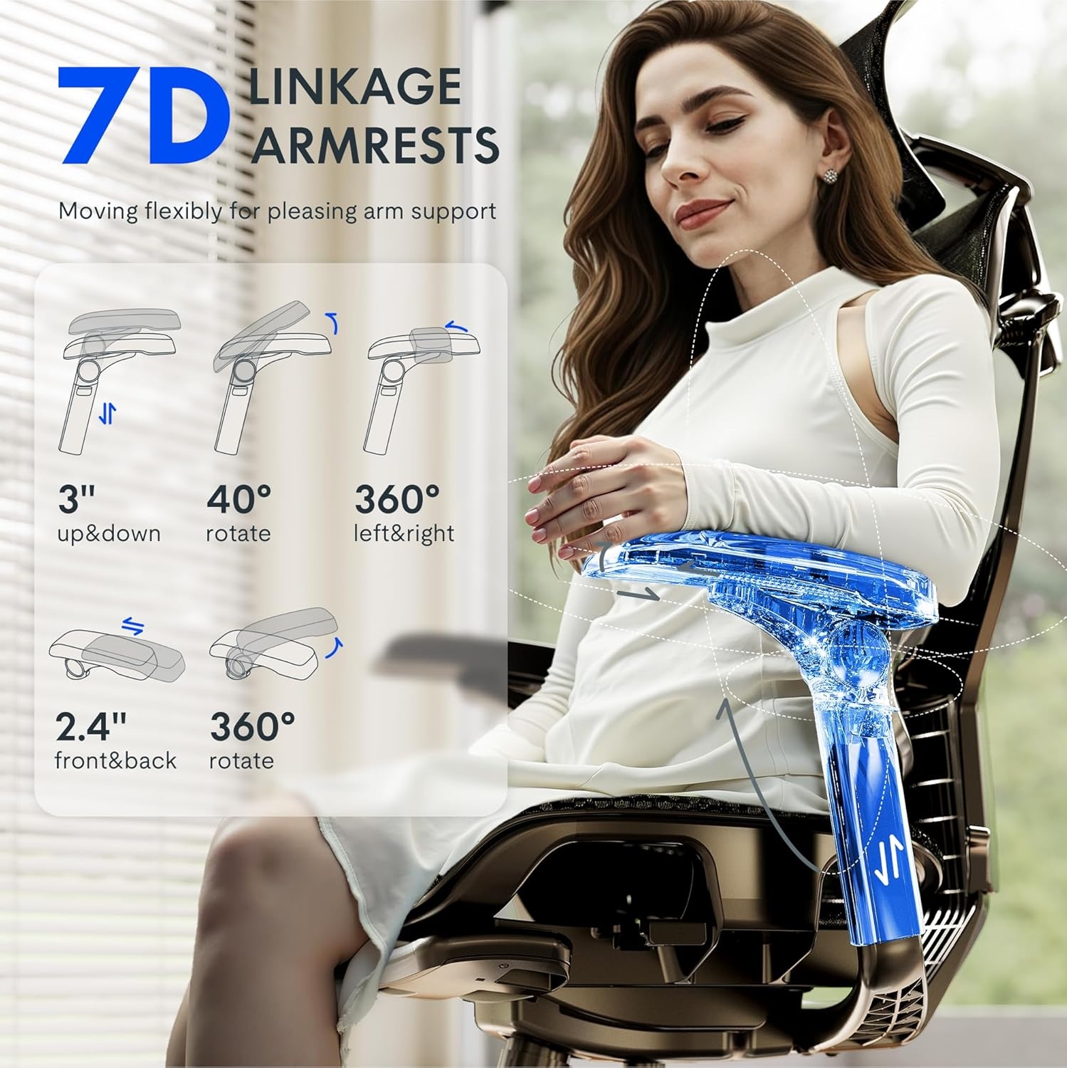 image:imageFLEXISPOT ErgoX Premium Ergonomic Office Chair with Footrest Adjustable 3D Armrests Dynamic Lumbar Support Recline amp Tilt Function Mesh Seat for Home amp Office Use BlackCloudtech Black