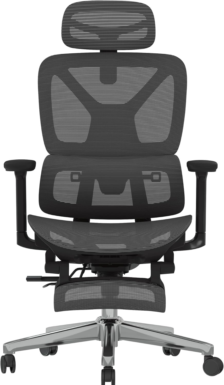 image:imageFLEXISPOT ErgoX Premium Ergonomic Office Chair with Footrest Adjustable 3D Armrests Dynamic Lumbar Support Recline amp Tilt Function Mesh Seat for Home amp Office Use BlackBreathable Dark Grey