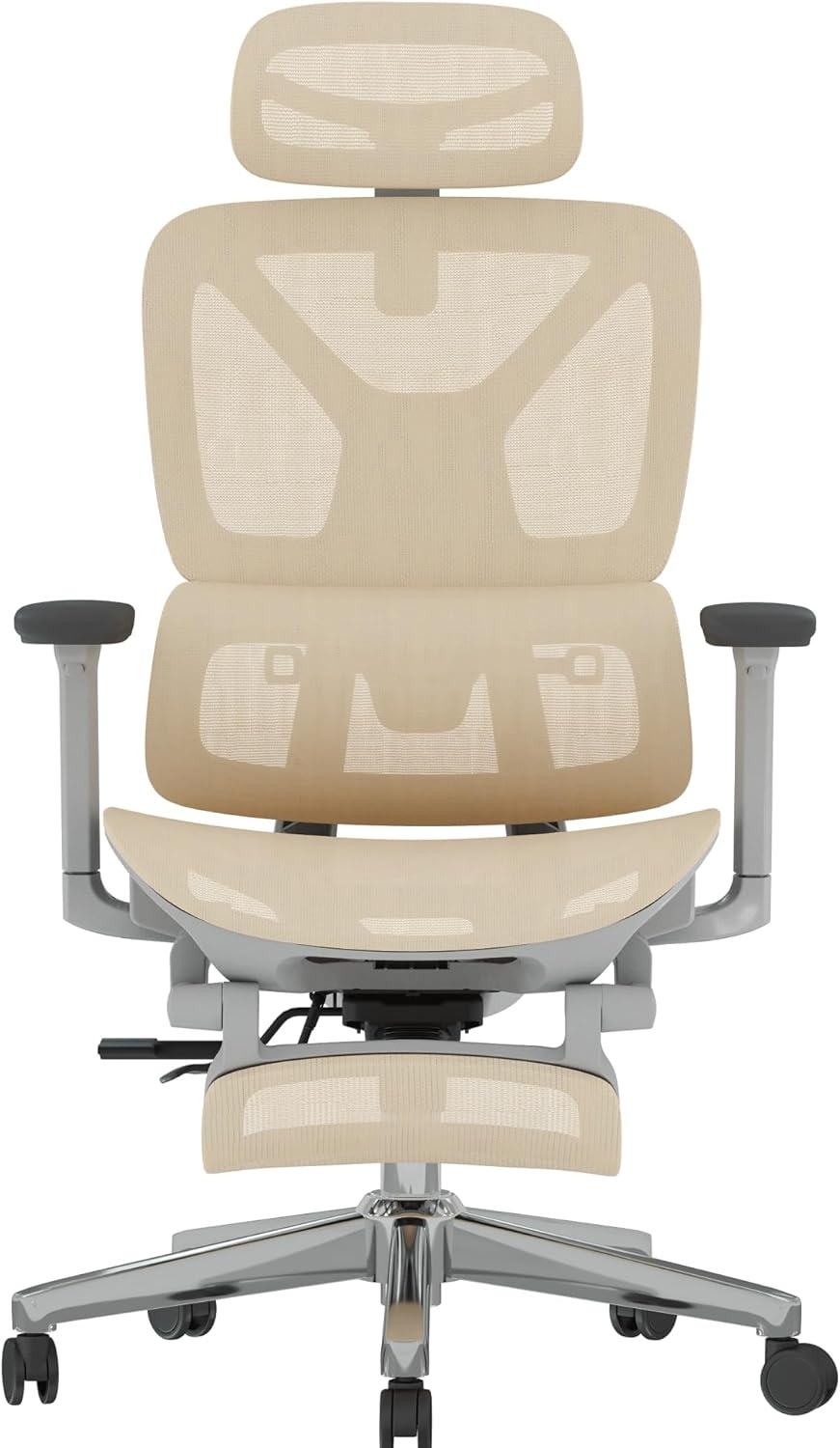 image:imageFLEXISPOT ErgoX Premium Ergonomic Office Chair with Footrest Adjustable 3D Armrests Dynamic Lumbar Support Recline amp Tilt Function Mesh Seat for Home amp Office Use BlackBreathable Cream
