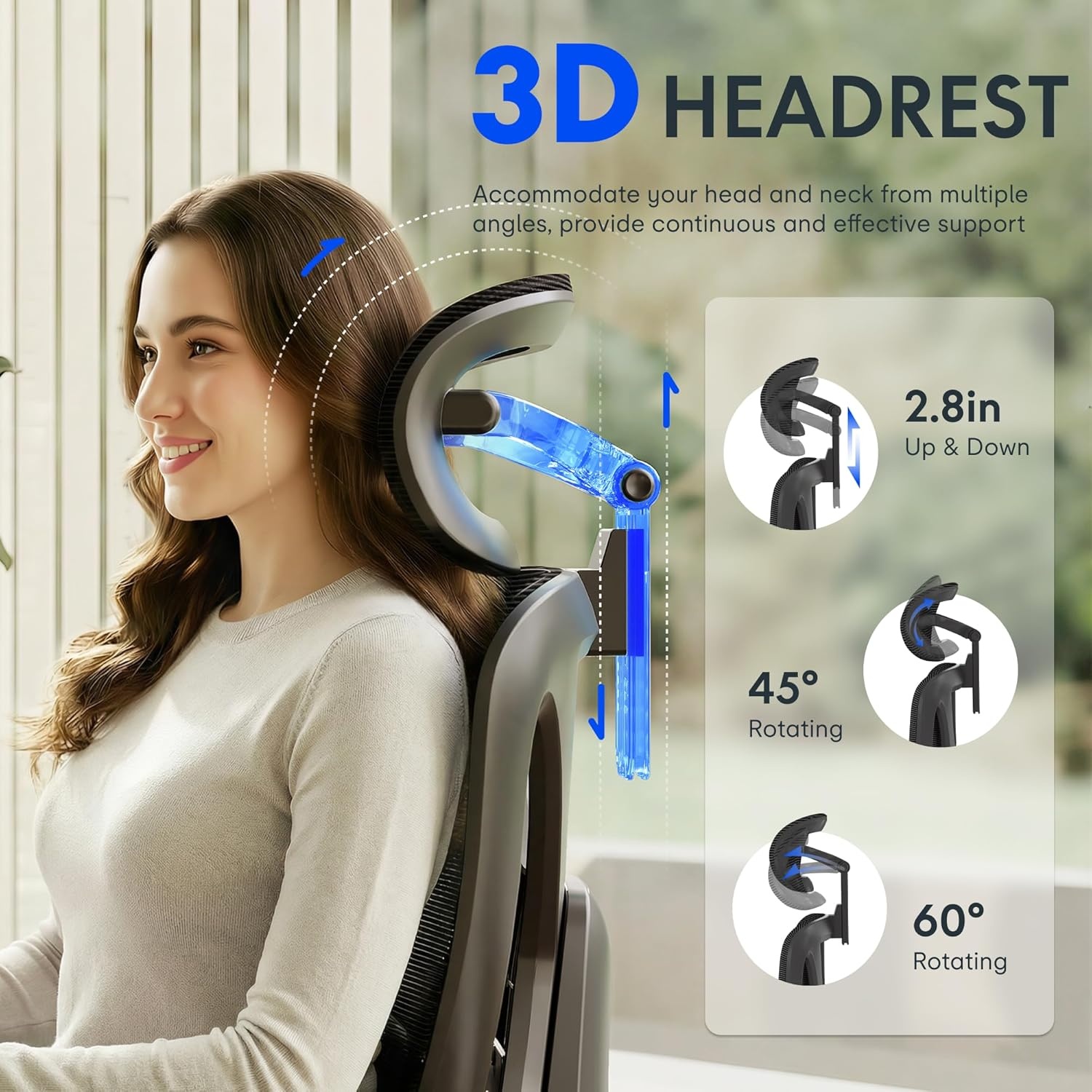 image:imageFLEXISPOT ErgoX Premium Ergonomic Office Chair with Footrest Adjustable 3D Armrests Dynamic Lumbar Support Recline amp Tilt Function Mesh Seat for Home amp Office Use BlackBreathable Black