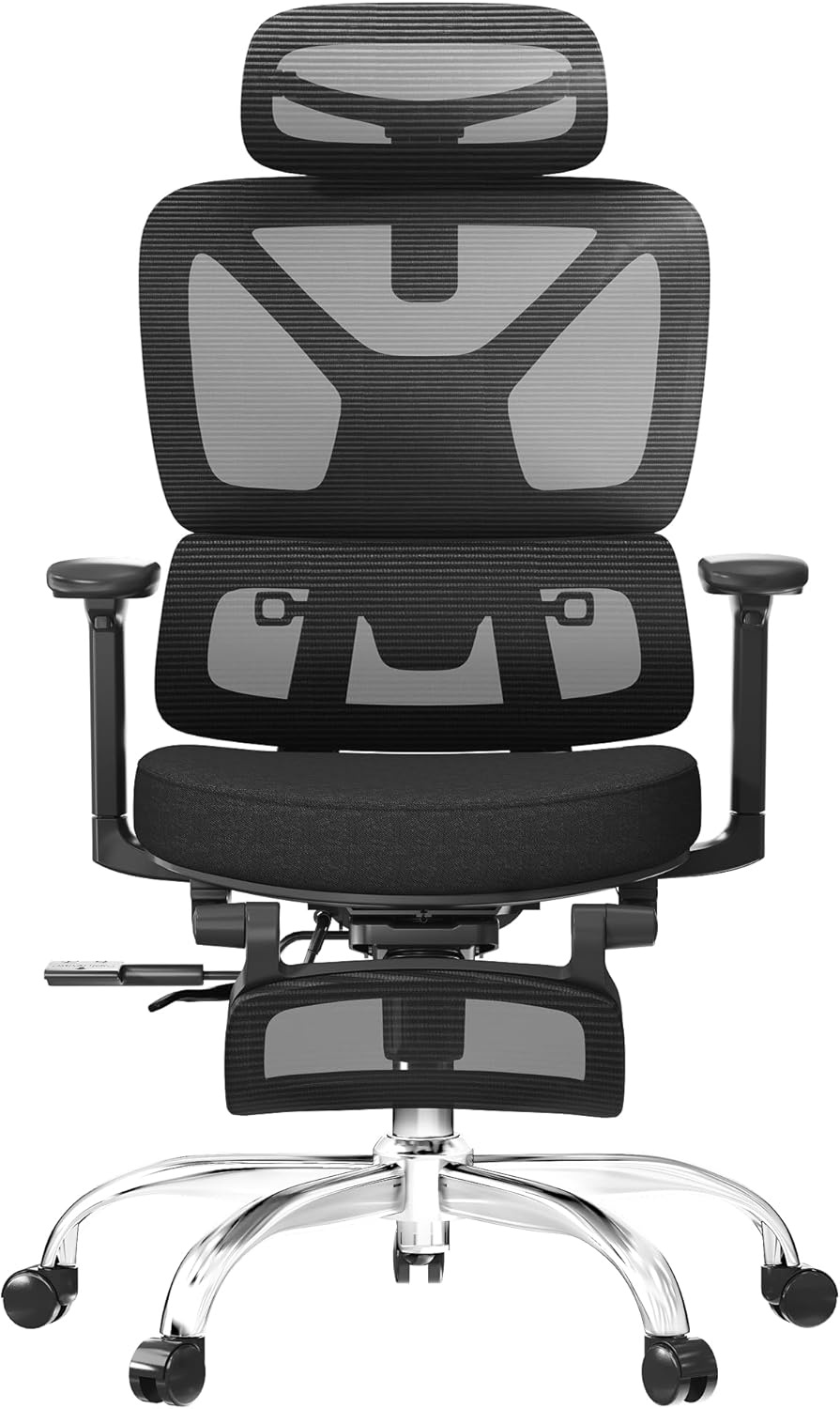 image:imageFLEXISPOT ErgoX Premium Ergonomic Office Chair with Footrest Adjustable 3D Armrests Dynamic Lumbar Support Recline amp Tilt Function Mesh Seat for Home amp Office Use BlackCloudtech Black