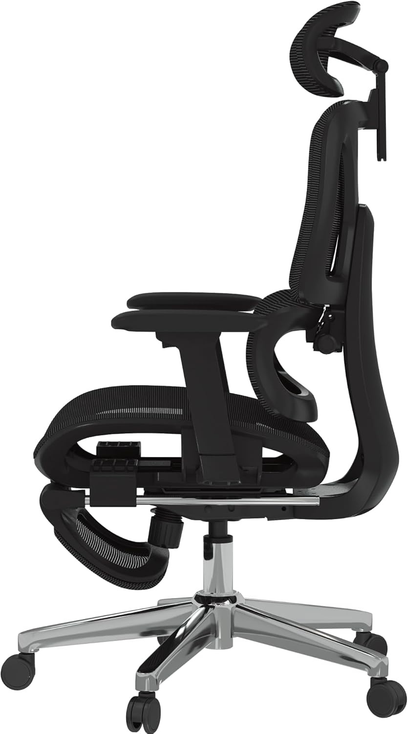 image:imageFLEXISPOT ErgoX Premium Ergonomic Office Chair with Footrest Adjustable 3D Armrests Dynamic Lumbar Support Recline amp Tilt Function Mesh Seat for Home amp Office Use BlackBreathable Black