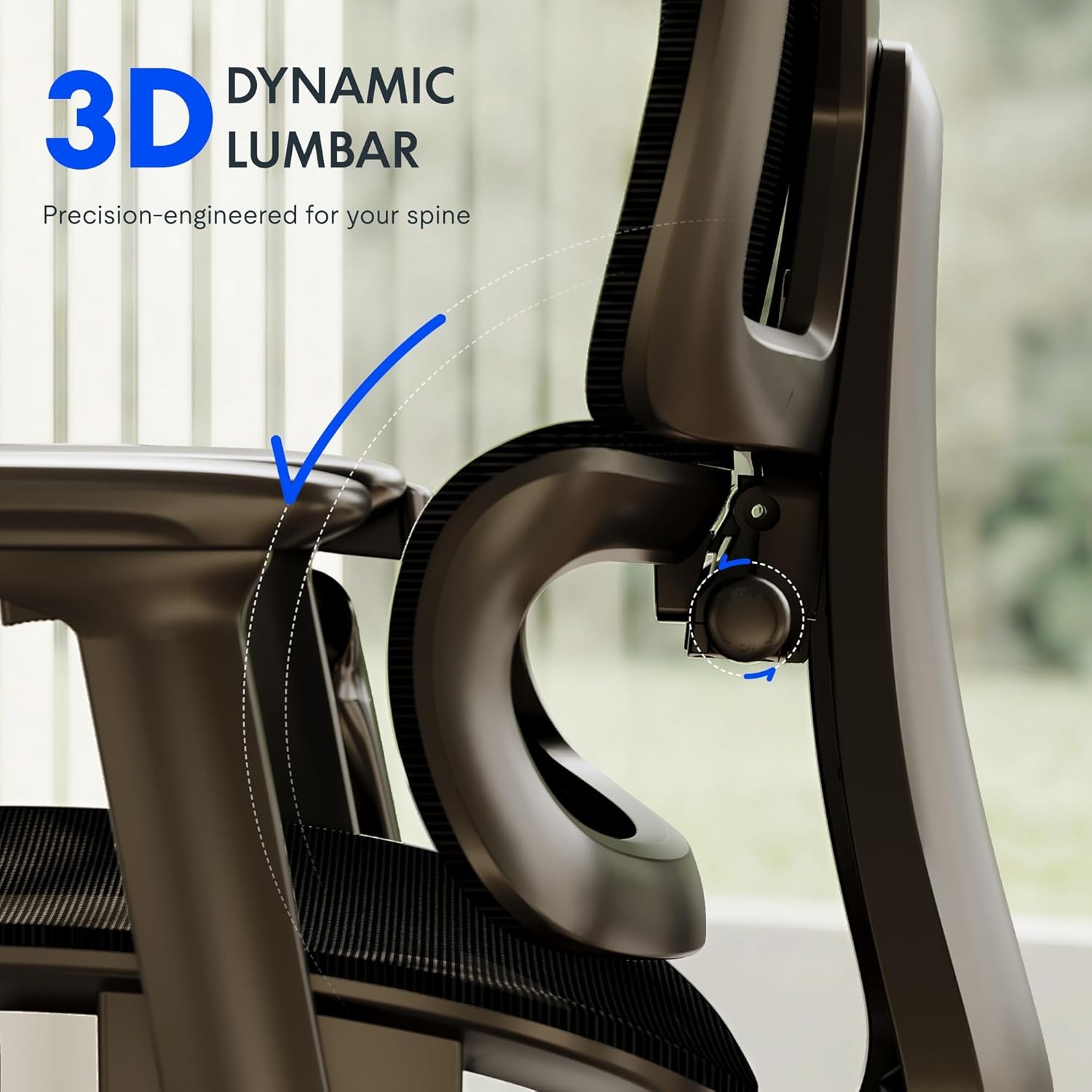 image:imageFLEXISPOT ErgoX Premium Ergonomic Office Chair with Footrest Adjustable 3D Armrests Dynamic Lumbar Support Recline amp Tilt Function Mesh Seat for Home amp Office Use BlackBreathable Black