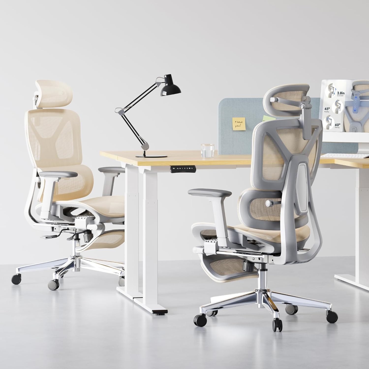 image:imageFLEXISPOT ErgoX Premium Ergonomic Office Chair with Footrest Adjustable 3D Armrests Dynamic Lumbar Support Recline amp Tilt Function Mesh Seat for Home amp Office Use BlackBreathable Cream