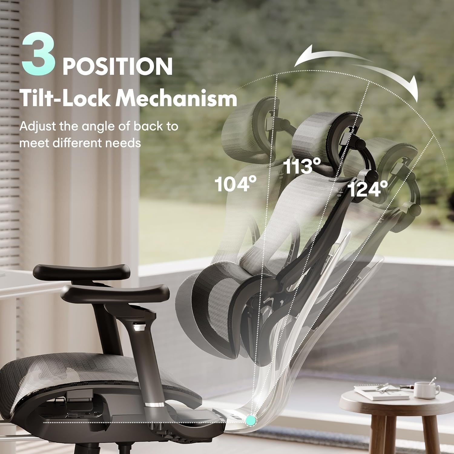 image:imageFLEXISPOT ErgoX Premium Ergonomic Office Chair with Footrest Adjustable 3D Armrests Dynamic Lumbar Support Recline amp Tilt Function Mesh Seat for Home amp Office Use BlackBreathable Black