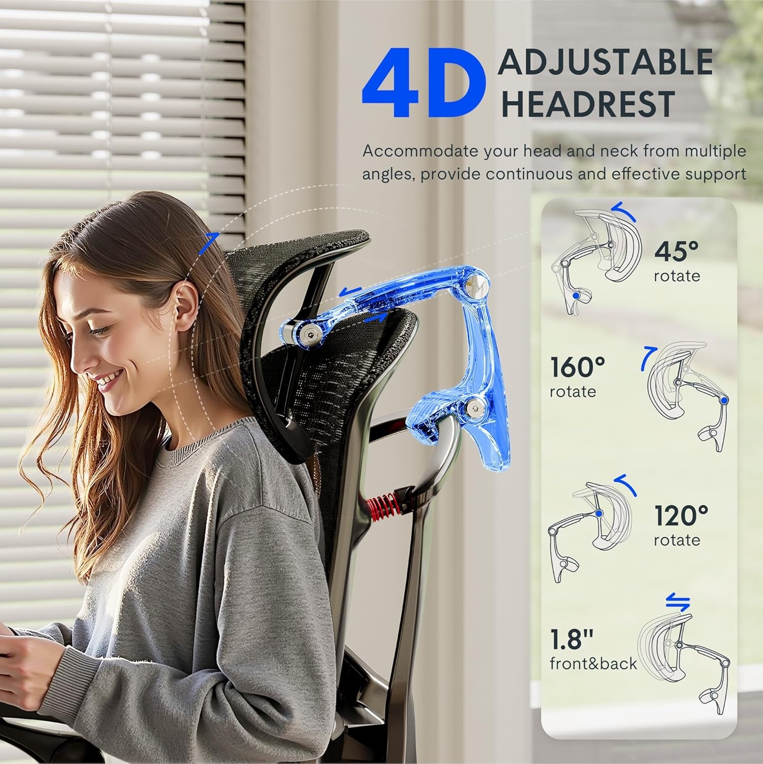 image:imageFLEXISPOT ErgoX Premium Ergonomic Office Chair with Footrest Adjustable 3D Armrests Dynamic Lumbar Support Recline amp Tilt Function Mesh Seat for Home amp Office Use BlackCloudtech Black