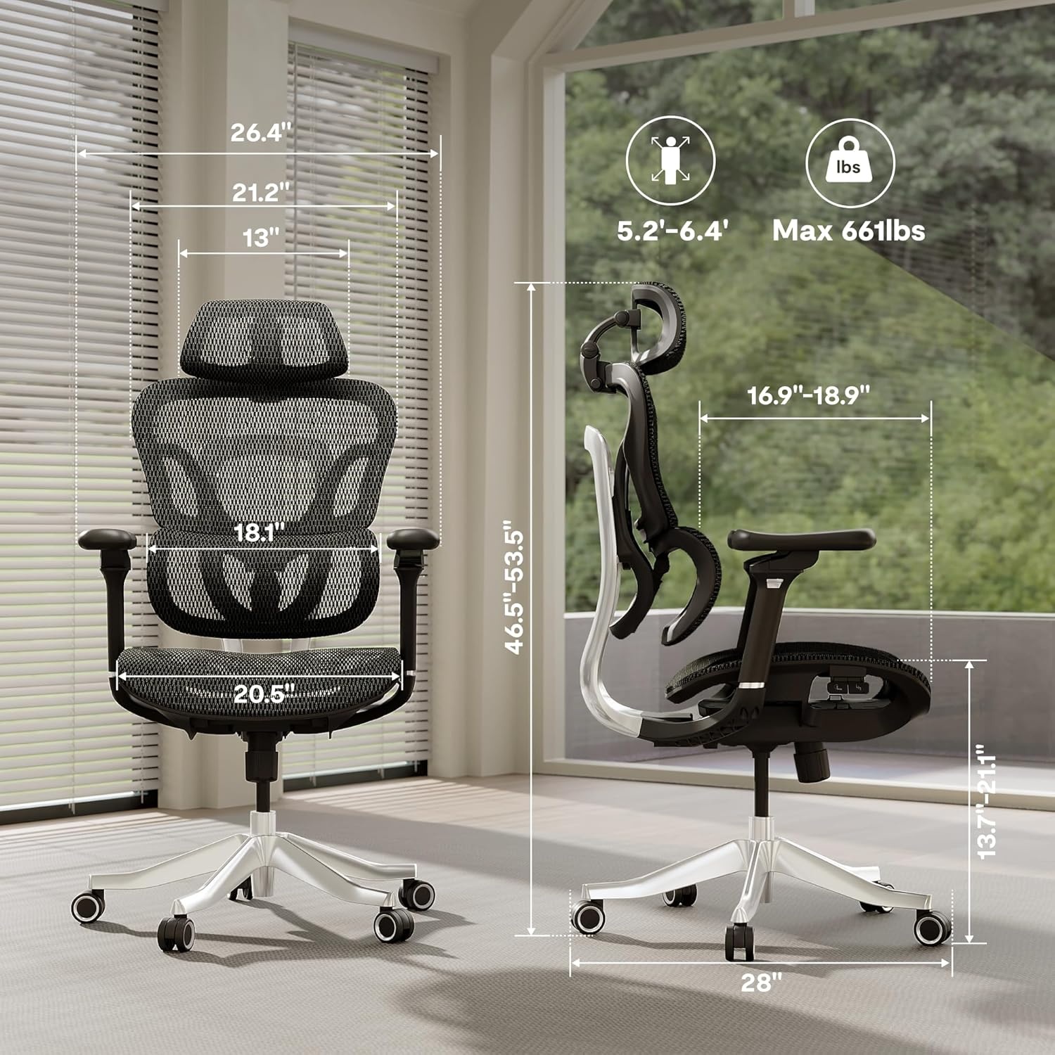image:imageFLEXISPOT ErgoX Premium Ergonomic Office Chair with Footrest Adjustable 3D Armrests Dynamic Lumbar Support Recline amp Tilt Function Mesh Seat for Home amp Office Use BlackBreathable Black