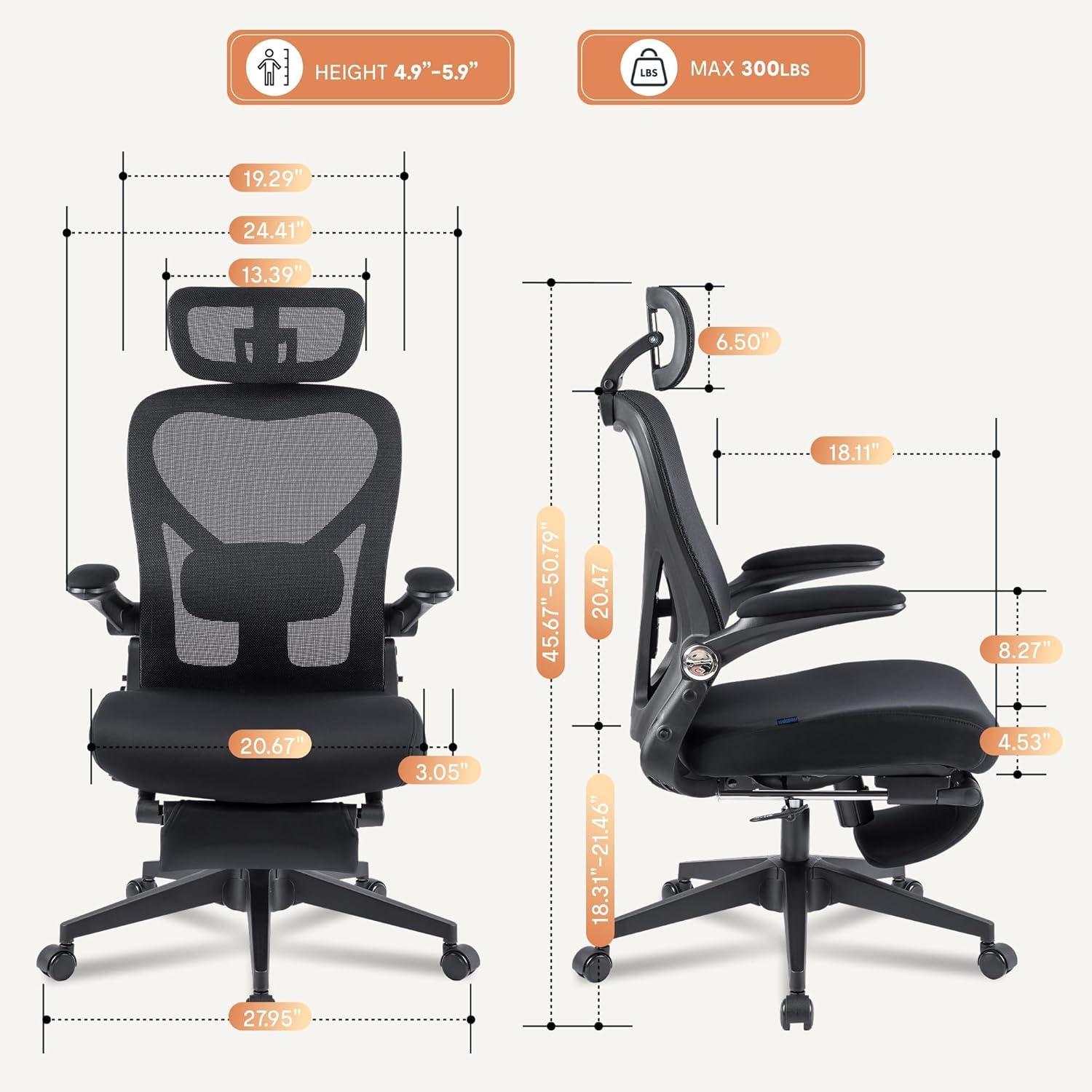 image:imageFLEXISPOT Foldex Ergonomic Office Chair Folding Chair for Small Spaces with Lumbar Support Flipup Armrests 3D Headrest Desk Chairs with Footrest for WorkVideo GameGift Foam Seat BlackBlack