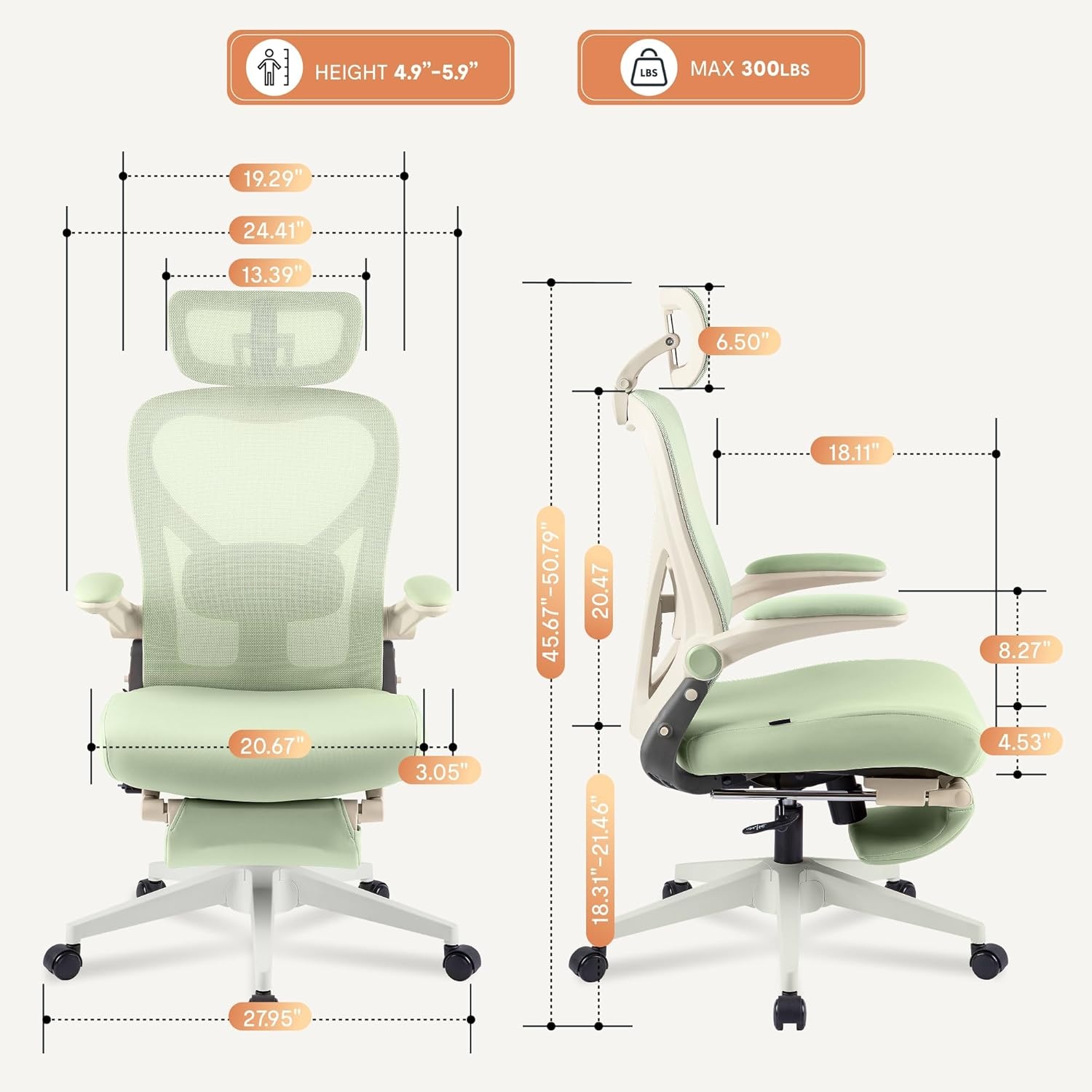 image:imageFLEXISPOT Foldex Ergonomic Office Chair Folding Chair for Small Spaces with Lumbar Support Flipup Armrests 3D Headrest Desk Chairs with Footrest for WorkVideo GameGift Foam Seat BlackGreen