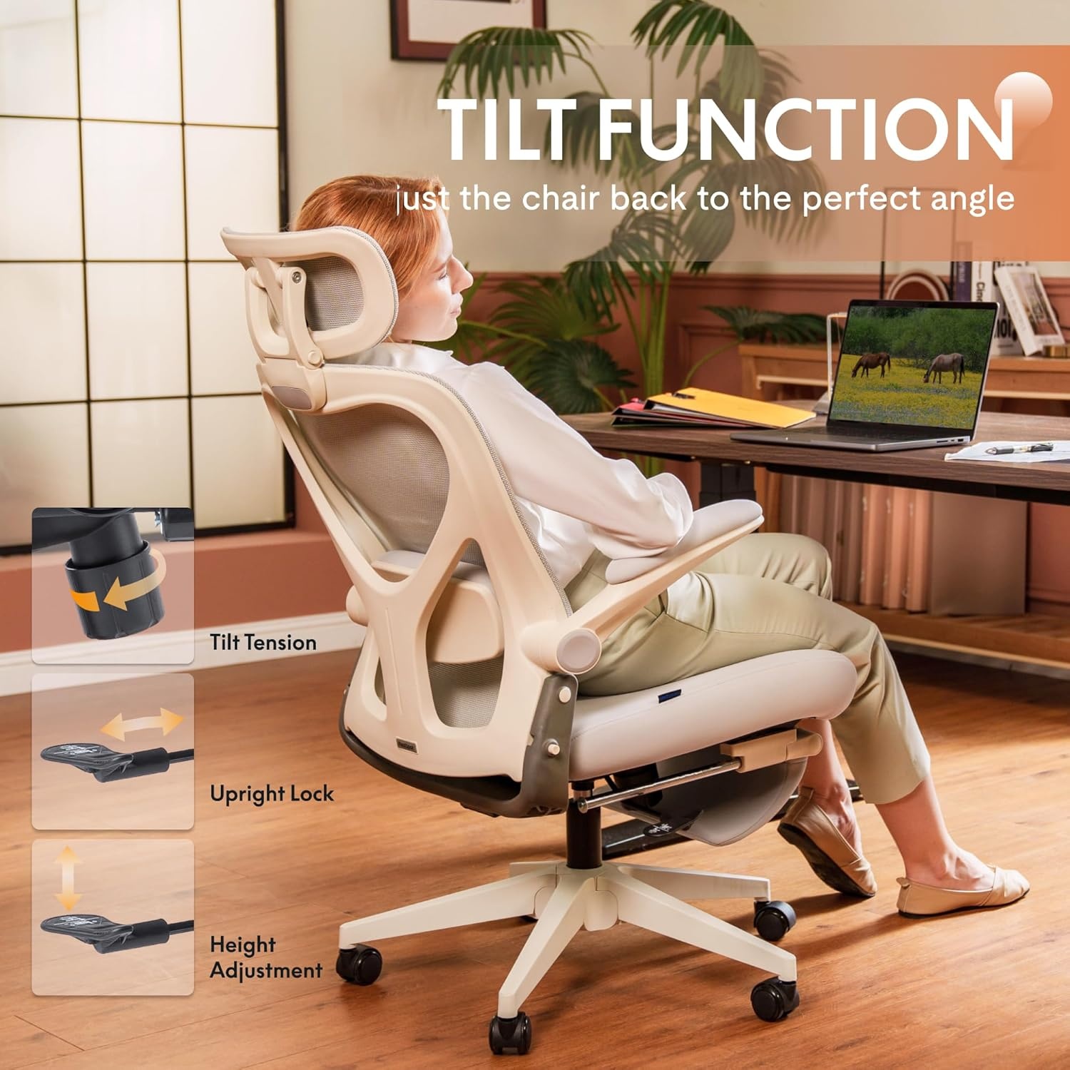 image:imageFLEXISPOT Foldex Ergonomic Office Chair Folding Chair for Small Spaces with Lumbar Support Flipup Armrests 3D Headrest Desk Chairs with Footrest for WorkVideo GameGift Foam Seat BlackBlack