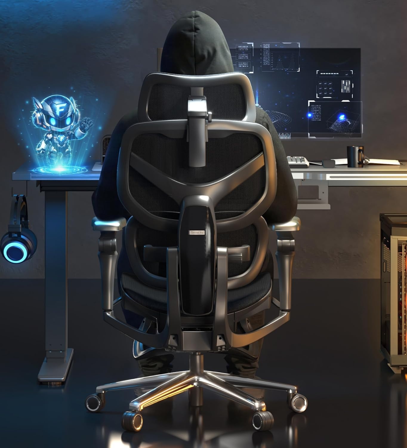 image:imageFLEXISPOT Sentinel Ergonomic Gaming Chair with 3Year Warranty DualWing Adaptive Lumbar 3D Armrests 120 3Position Recline HeightAdjustable Backrest Premium Computer Desk Chair for Home amp OfficeBlack