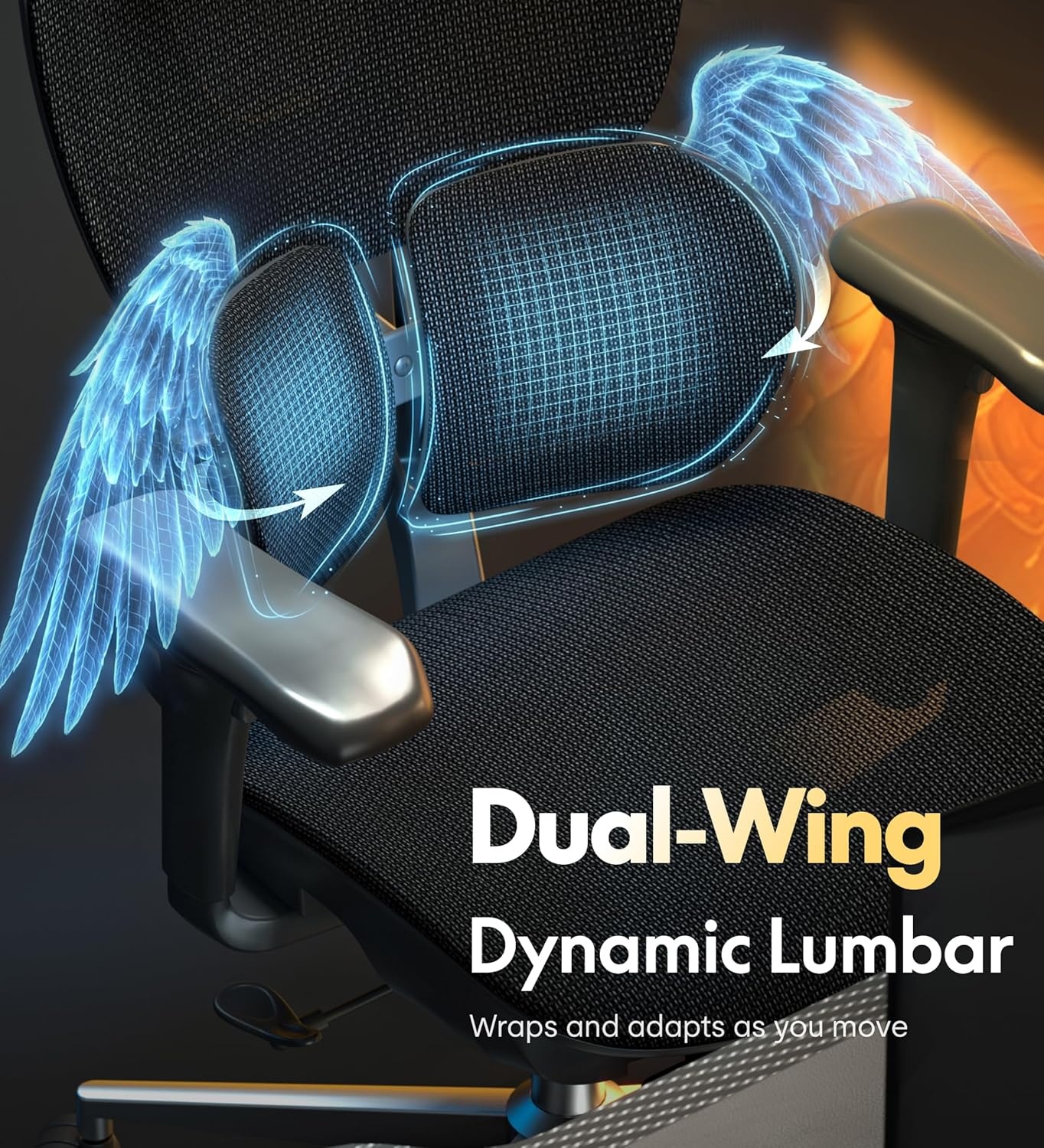 image:imageFLEXISPOT Sentinel Ergonomic Gaming Chair with 3Year Warranty DualWing Adaptive Lumbar 3D Armrests 120 3Position Recline HeightAdjustable Backrest Premium Computer Desk Chair for Home amp OfficeBlack