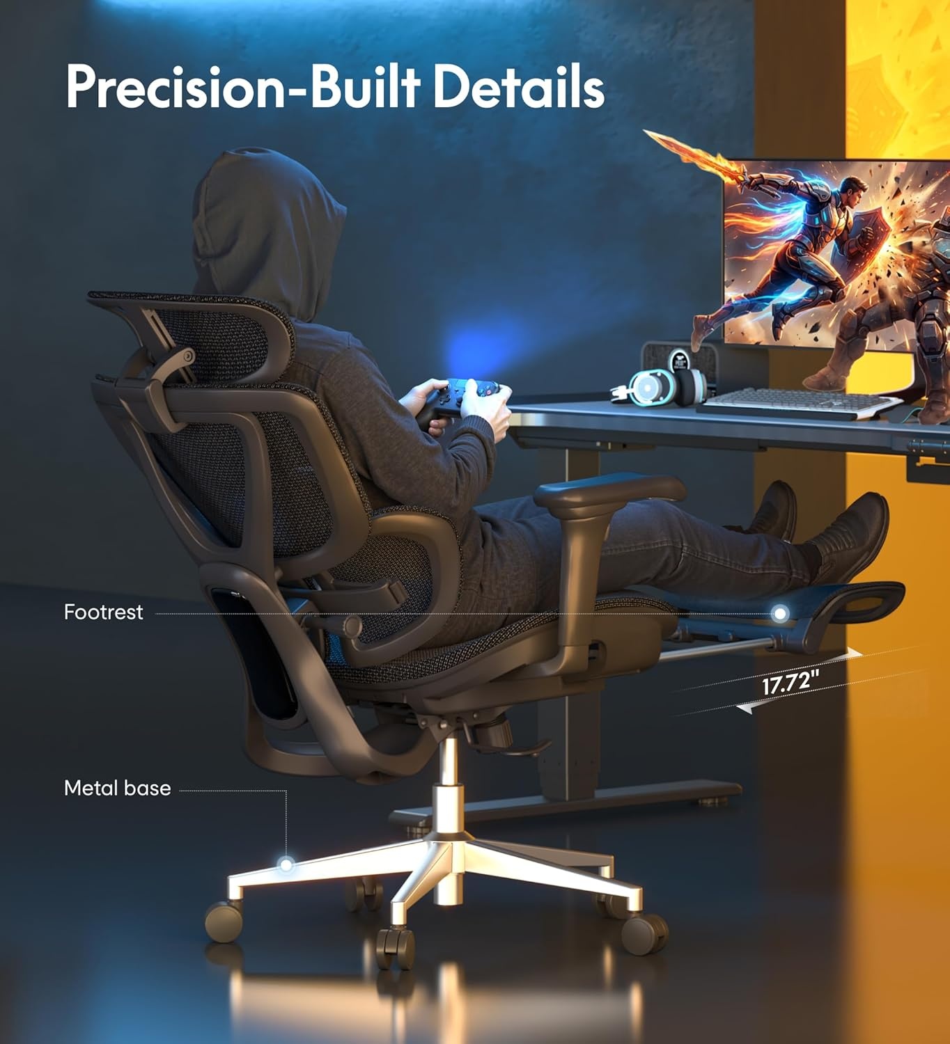 image:imageFLEXISPOT Sentinel Ergonomic Gaming Chair with 3Year Warranty DualWing Adaptive Lumbar 3D Armrests 120 3Position Recline HeightAdjustable Backrest Premium Computer Desk Chair for Home amp OfficeBlack