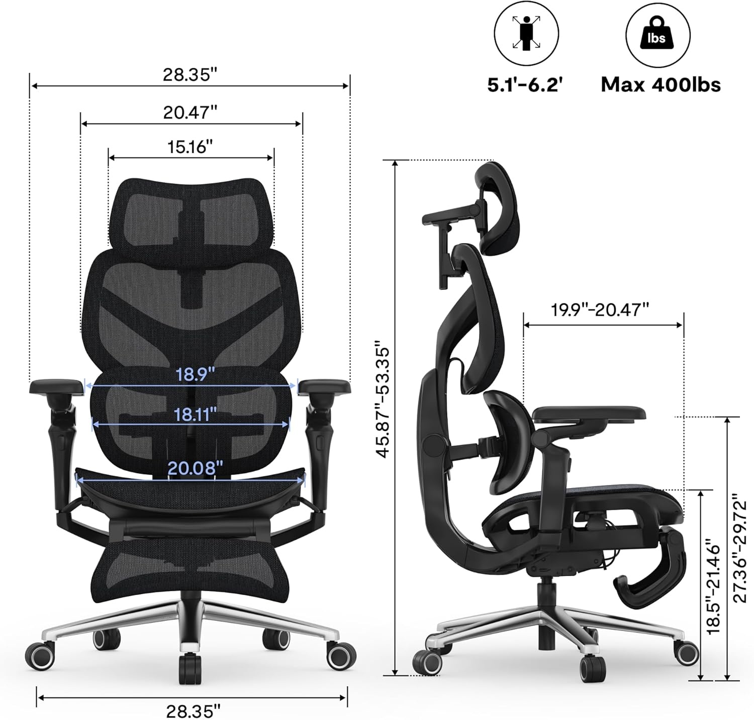 image:imageFLEXISPOT Sentinel Ergonomic Gaming Chair with 3Year Warranty DualWing Adaptive Lumbar 3D Armrests 120 3Position Recline HeightAdjustable Backrest Premium Computer Desk Chair for Home amp OfficeBlack