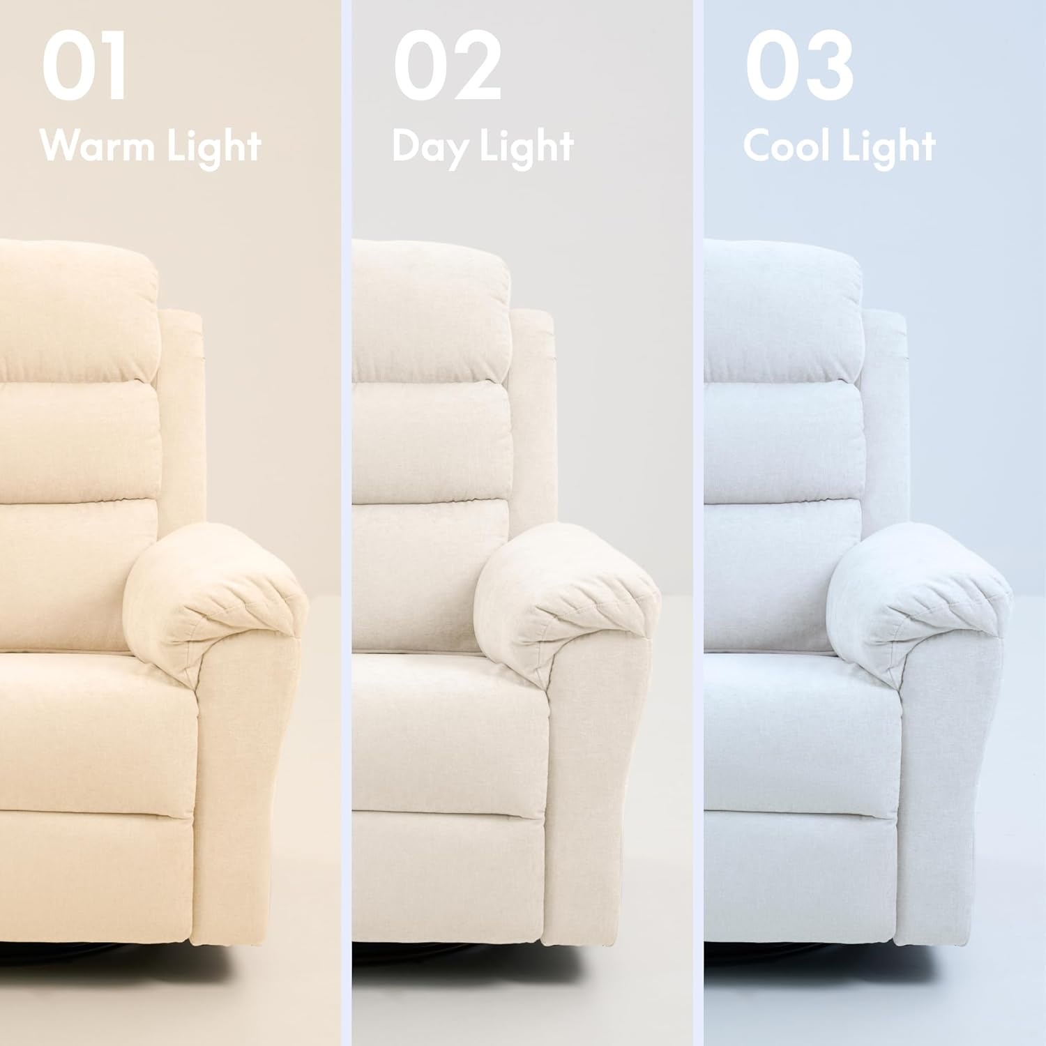 image:imageFLEXISPOT Souffle Swivel Rocker Recliner Chair for Adults Nursery Rocking Glider Chair with Massage amp Heat FSC Wood Frame Manual Recliner for Living Room Nursery amp Relaxation Light GreyWhite