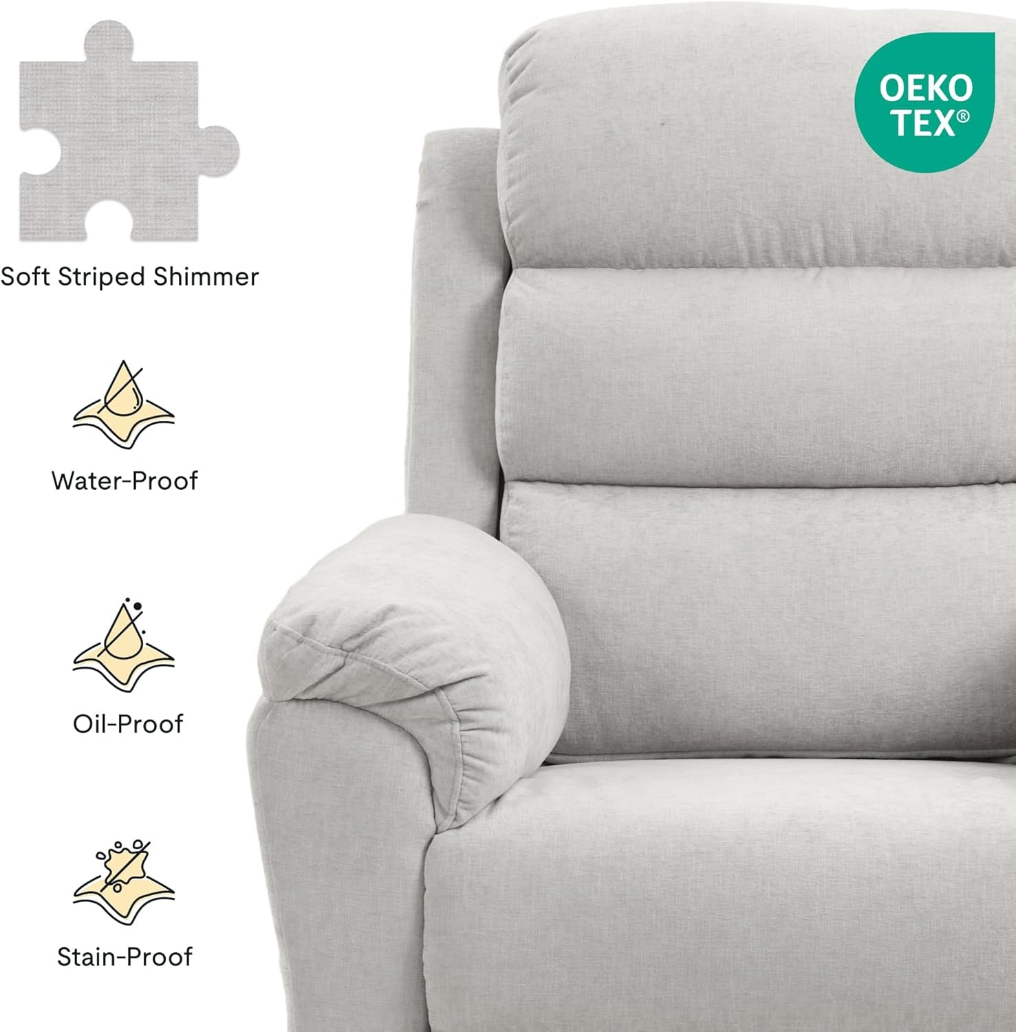 image:imageFLEXISPOT Souffle Swivel Rocker Recliner Chair for Adults Nursery Rocking Glider Chair with Massage amp Heat FSC Wood Frame Manual Recliner for Living Room Nursery amp Relaxation Light GreyLight Grey