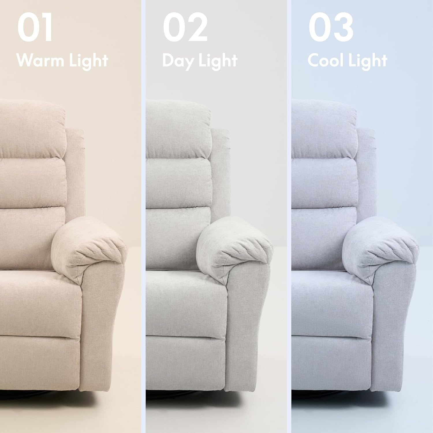 image:imageFLEXISPOT Souffle Swivel Rocker Recliner Chair for Adults Nursery Rocking Glider Chair with Massage amp Heat FSC Wood Frame Manual Recliner for Living Room Nursery amp Relaxation Light GreyLight Grey
