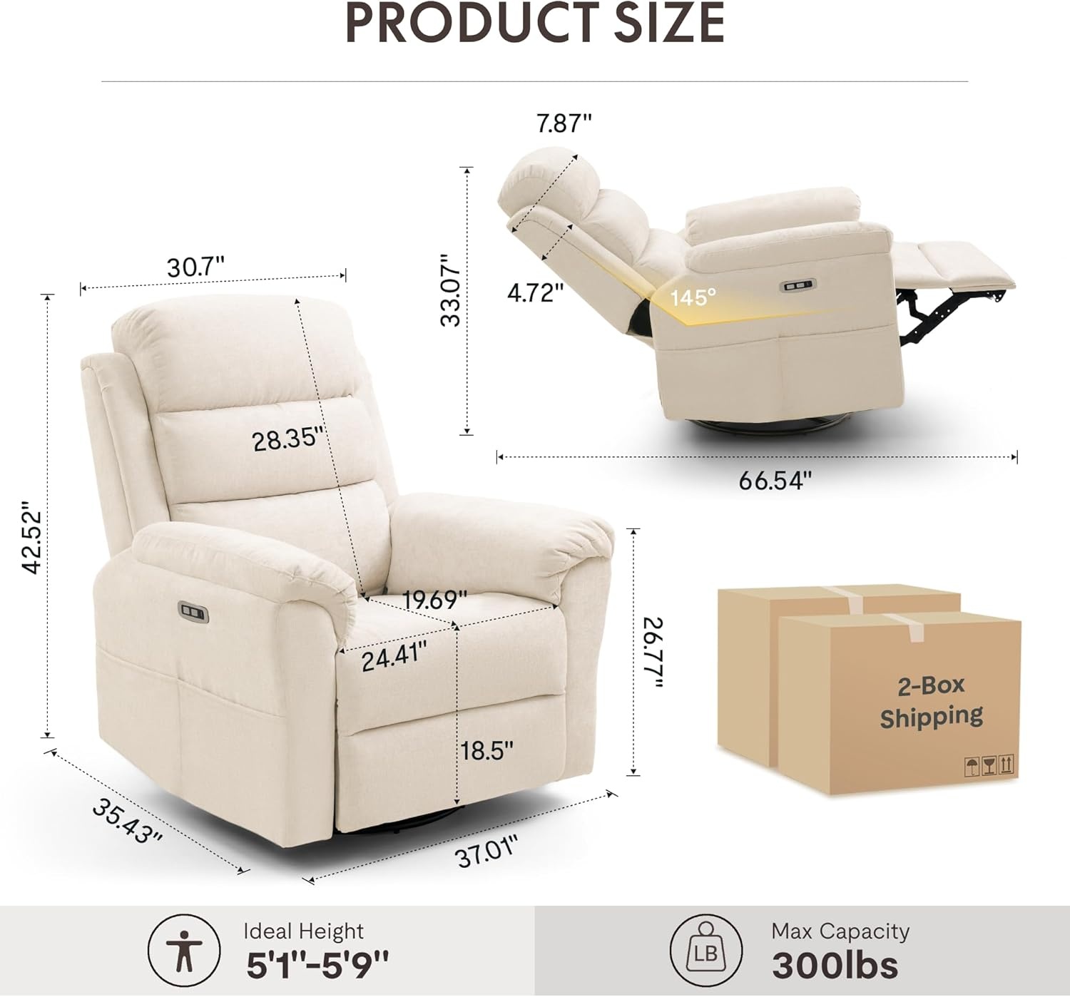 image:imageFLEXISPOT Souffle Swivel Rocker Recliner Chair for Adults Nursery Rocking Glider Chair with Massage amp Heat FSC Wood Frame Manual Recliner for Living Room Nursery amp Relaxation Light GreyWhite