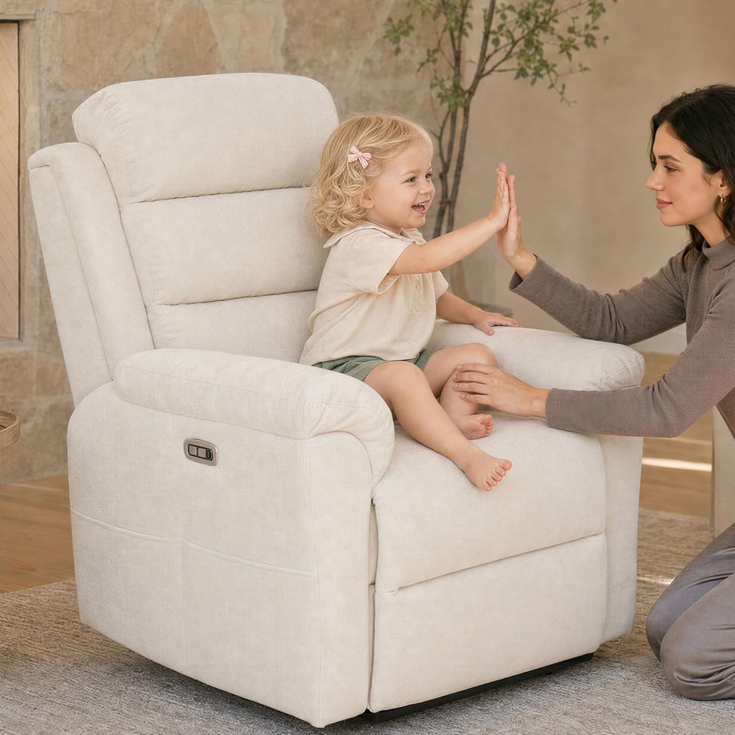 image:imageFLEXISPOT Souffle Swivel Rocker Recliner Chair for Adults Nursery Rocking Glider Chair with Massage amp Heat FSC Wood Frame Manual Recliner for Living Room Nursery amp Relaxation Light GreyWhite