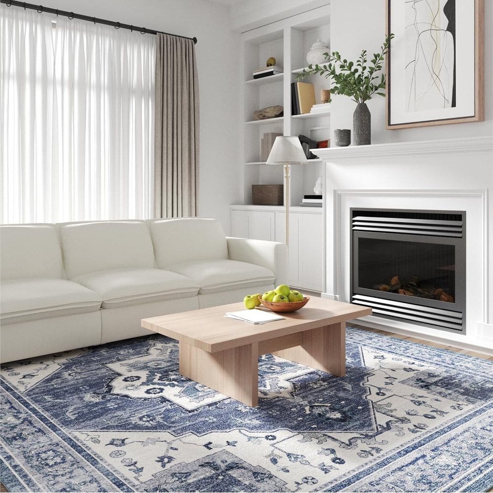 image:imageFLEXISPOT 8x10 Washable Area Rug Patented NonSlip Carpet Low Pile Child amp Pet Friendly HighGrip Rug Pad Included Ideal for Entryway Living Room amp Bedroom Royal Indigo