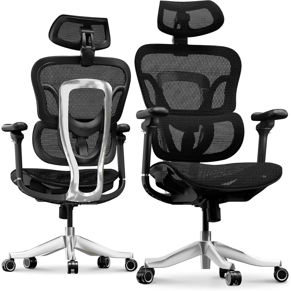 image:imageFLEXISPOT ErgoX Premium Ergonomic Office Chair with Footrest Adjustable 3D Armrests Dynamic Lumbar Support Recline amp Tilt Function Mesh Seat for Home amp Office Use BlackBreathable Black