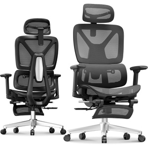 image:imageFLEXISPOT ErgoX Premium Ergonomic Office Chair with Footrest  Adjustable 3D Armrests Dynamic Lumbar Support Recline amp Tilt Function Mesh Seat for Home amp Office Use BlackBreathable Dark Grey