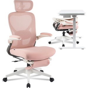 image:imageFLEXISPOT Foldex Ergonomic Office Chair Folding Chair for Small Spaces with Lumbar Support Flipup Armrests 3D Headrest Desk Chairs with Footrest for WorkVideo GameGift Foam Seat BlackPink