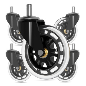 image:imageFLEXISPOT HeavyDuty Office Chair Casters 3 Universal Replacement Wheels for All Floors Smooth amp Silent Polyurethane Rollerblade Style  Fits 98 Set of 5