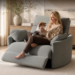 image:imageFLEXISPOT Mochi Oversized 54 Power Recliner Chair for Big and Tall Adults Chenille Fabric Electric Recliner with USB amp TypeC Ports Wide Single Sofa with Pillows for Living Room amp Bedroom BeigeLight Grey