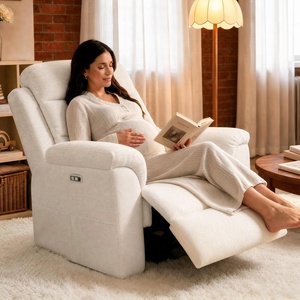 image:imageFLEXISPOT Souffle Swivel Rocker Recliner Chair for Adults Nursery Rocking Glider Chair with Massage amp Heat FSC Wood Frame Manual Recliner for Living Room Nursery amp Relaxation Light GreyWhite