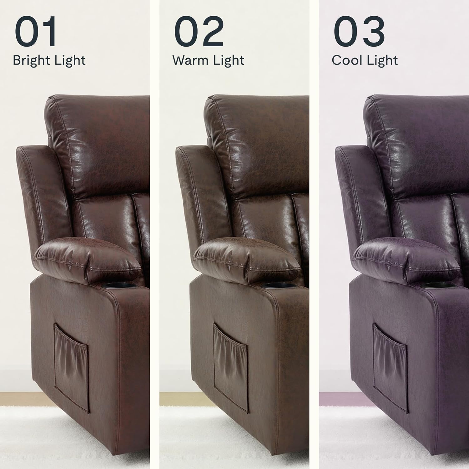 image:imageFLEXISPOT XL31 Power Lift Recliner Chair for Elderly Electric Lift Chair with Massage amp Heat PU Leather Reclining Sofa wCup Holders Side Pockets for Living Room BedroomMedium SizeBlackBrown