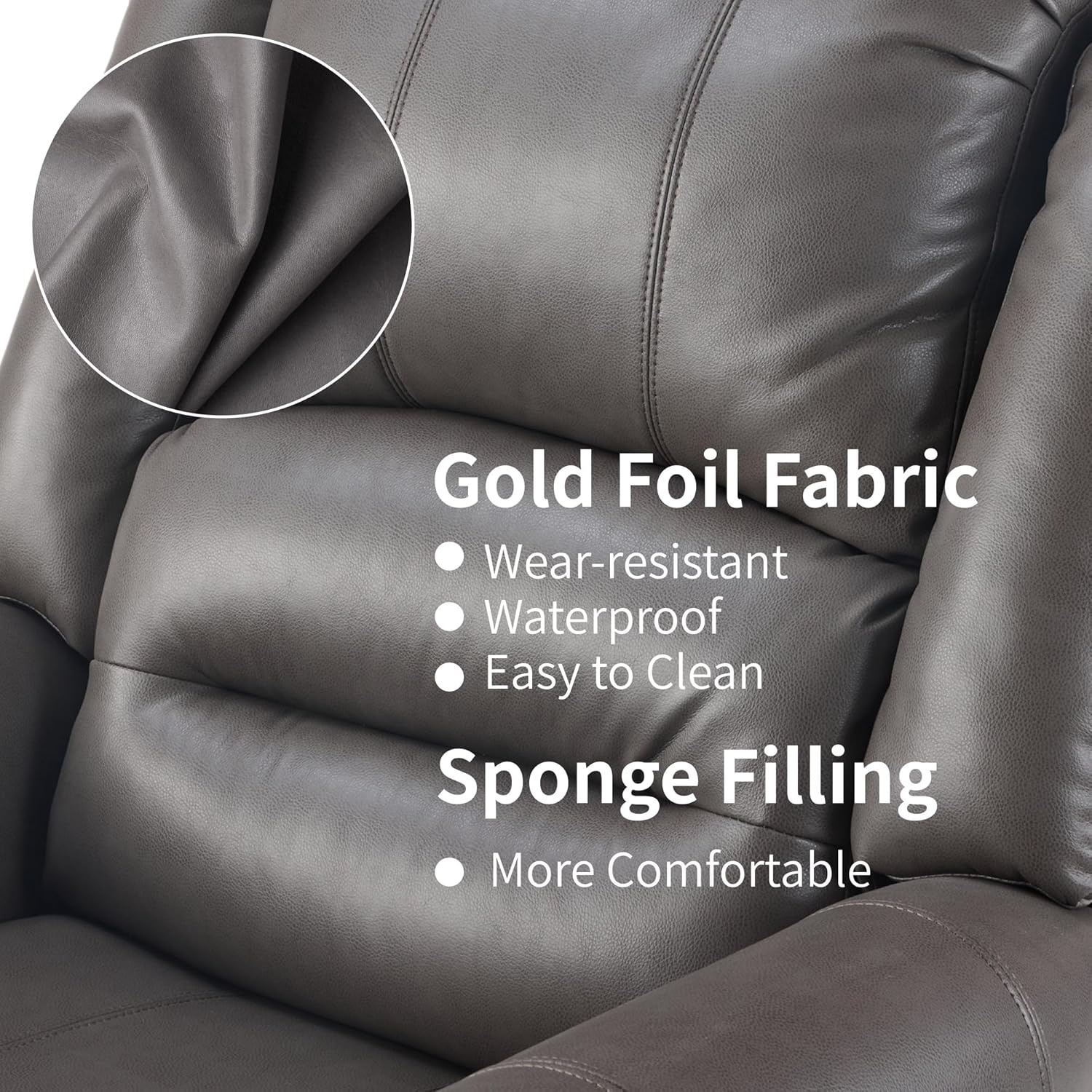 image:imageFLEXISPOT XL31 Power Lift Recliner Chair for Elderly Electric Lift Chair with Massage amp Heat PU Leather Reclining Sofa wCup Holders Side Pockets for Living Room BedroomMedium SizeBlackCharcoal Gray