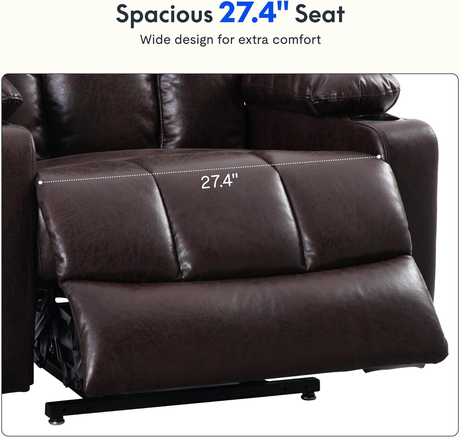 image:imageFLEXISPOT XL31 Power Lift Recliner Chair for Elderly Electric Lift Chair with Massage amp Heat PU Leather Reclining Sofa wCup Holders Side Pockets for Living Room BedroomMedium SizeBlackBrown