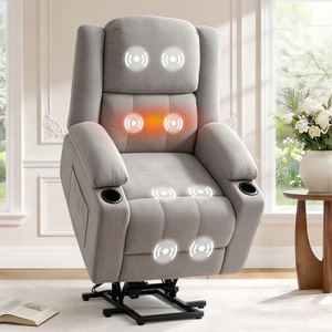 image:imageFLEXISPOT XL31 Power Lift Recliner Chair for Elderly Electric Lift Chair with Massage amp Heat PU Leather Reclining Sofa wCup Holders Side Pockets for Living Room BedroomMedium SizeBlackSilvergray