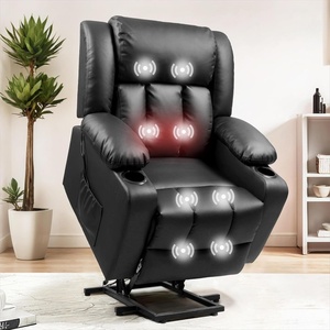 image:imageFLEXISPOT XL31 Power Lift Recliner Chair for Elderly Electric Lift Chair with Massage amp Heat PU Leather Reclining Sofa wCup Holders Side Pockets for Living Room BedroomMedium SizeBlackBlack