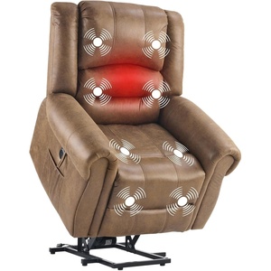 image:imageFLEXISPOT XL31 Power Lift Recliner Chair for Elderly Electric Lift Chair with Massage amp Heat PU Leather Reclining Sofa wCup Holders Side Pockets for Living Room BedroomMedium SizeBlackCamel Brown