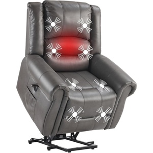 image:imageFLEXISPOT XL31 Power Lift Recliner Chair for Elderly Electric Lift Chair with Massage amp Heat PU Leather Reclining Sofa wCup Holders Side Pockets for Living Room BedroomMedium SizeBlackCharcoal Gray