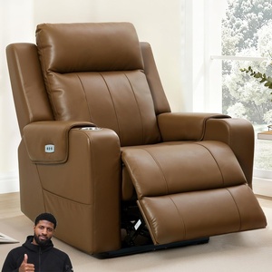 image:imageFLEXISPOT Truffle Genuine Leather Power Recliner for Adults Electric ZeroWall Hugger 12 Clearance RV Recliner wAdjustable Headrest Massage amp Heat Home Theater Sofa FSCCertified Latte