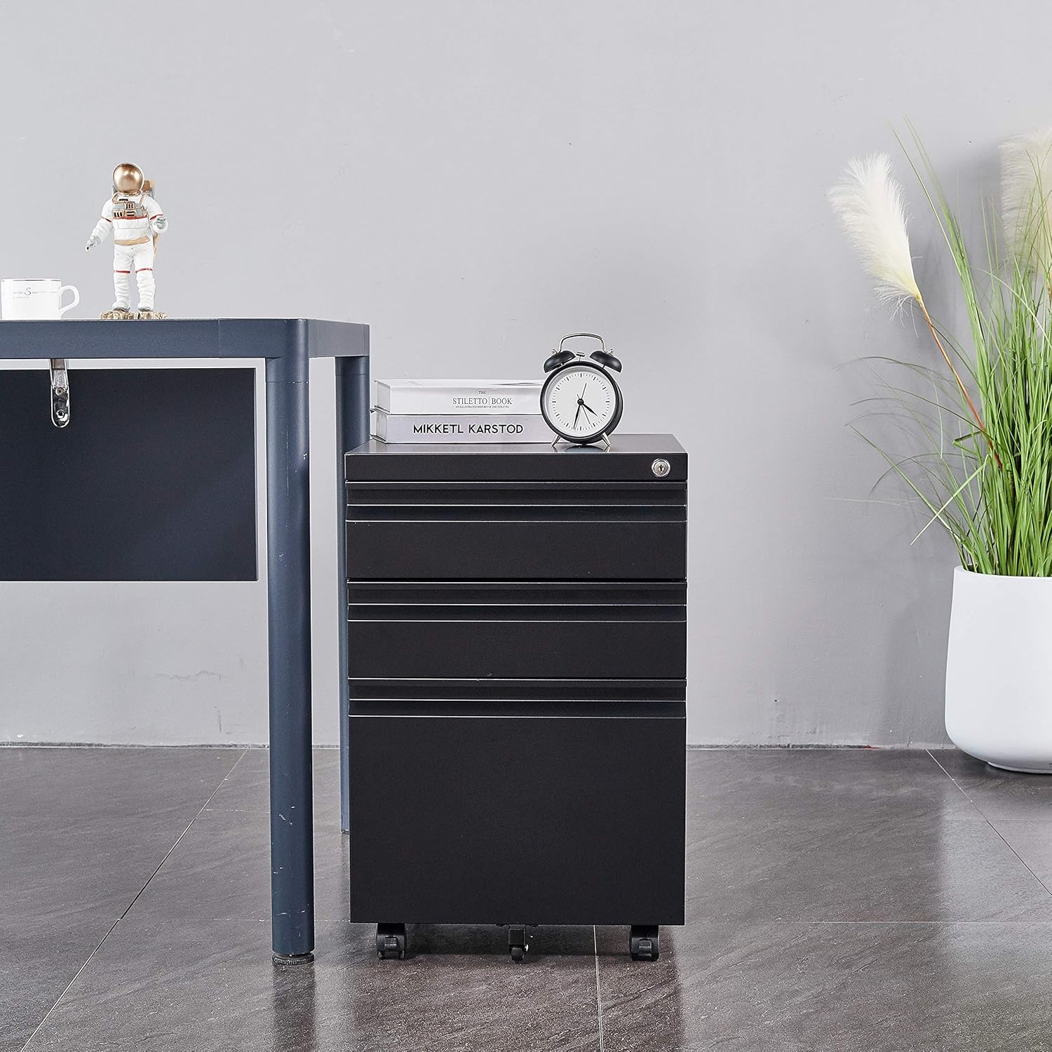 image:imageFLEXISPOT 3Drawer Metal Mobile Filing Cabinet for Home Office Under Desk Storage with Lock Keys LegalLetterA4 File Organizer Fully Assembled Except Wheels BlackBlack