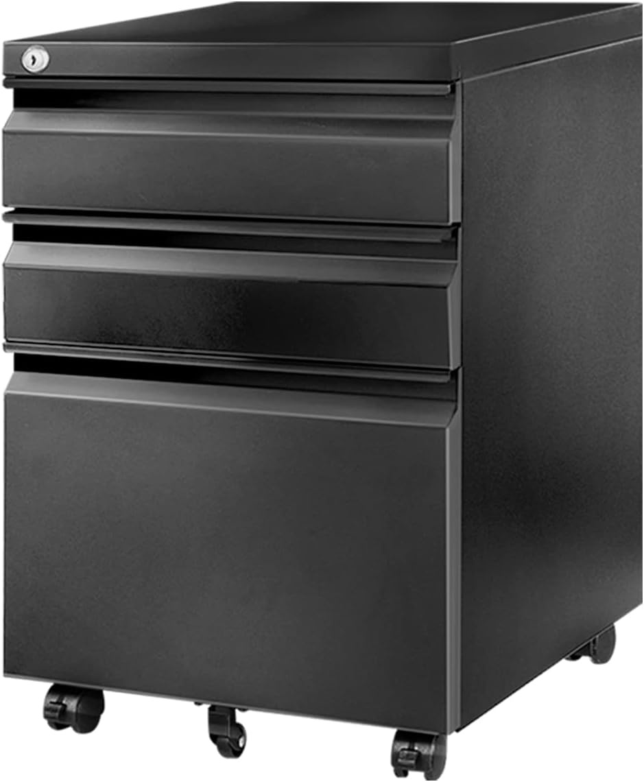 image:imageFLEXISPOT 3Drawer Metal Mobile Filing Cabinet for Home Office Under Desk Storage with Lock Keys LegalLetterA4 File Organizer Fully Assembled Except Wheels BlackBlack