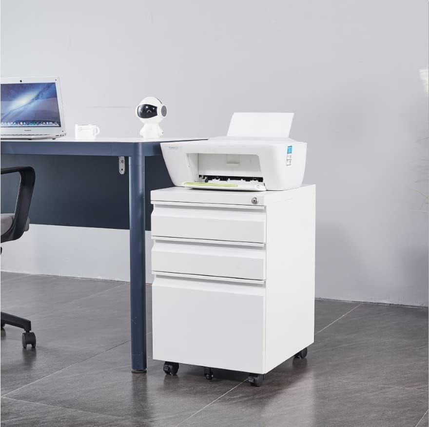 image:imageFLEXISPOT 3Drawer Metal Mobile Filing Cabinet for Home Office Under Desk Storage with Lock Keys LegalLetterA4 File Organizer Fully Assembled Except Wheels BlackWhitepro