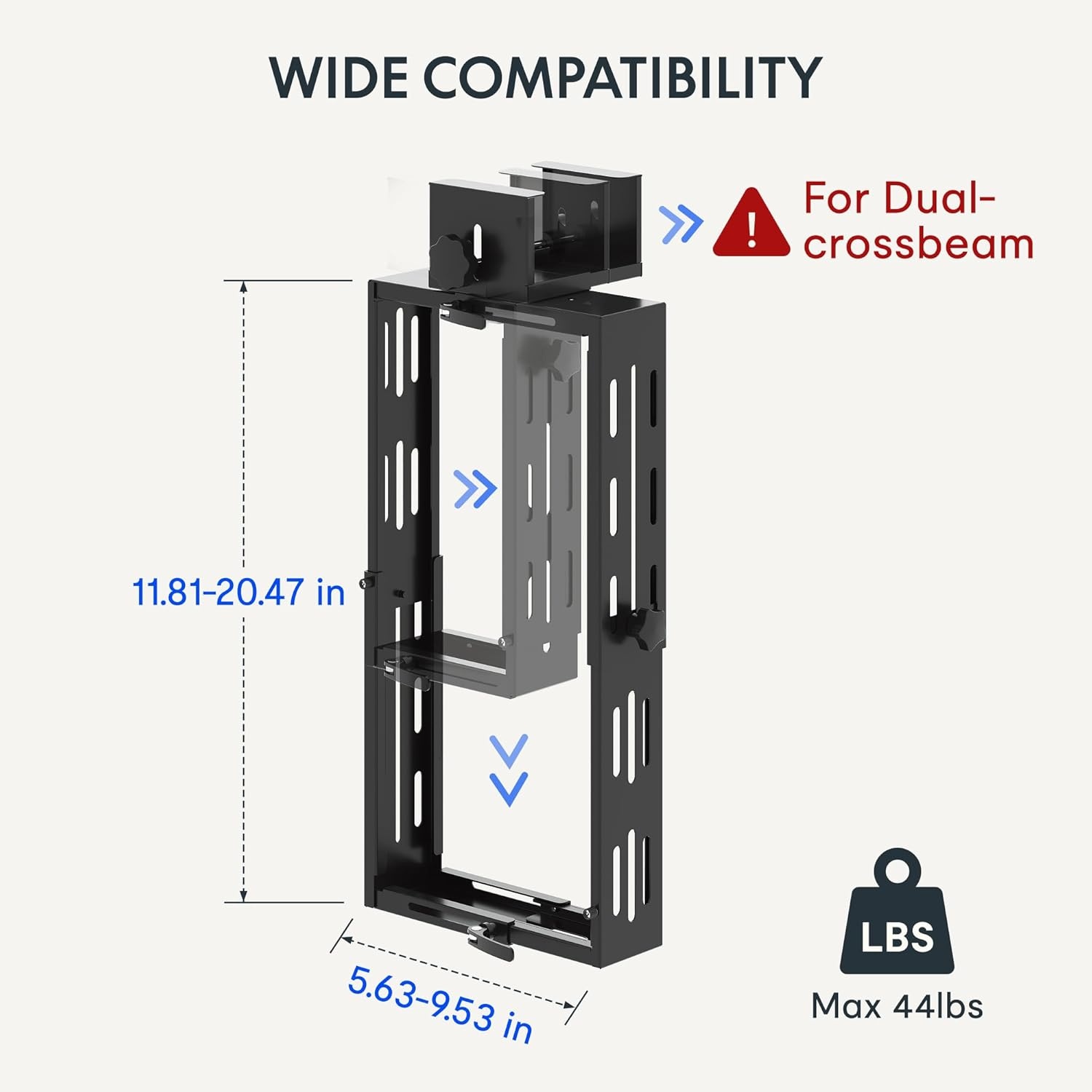 image:imageFLEXISPOT Computer Tower Stand PC Stand up to 44lbs CPU Holder Adjustable Height and Width Fits MidTower and MiniTower For SinglecrossbeamFor Dualcrossbeam