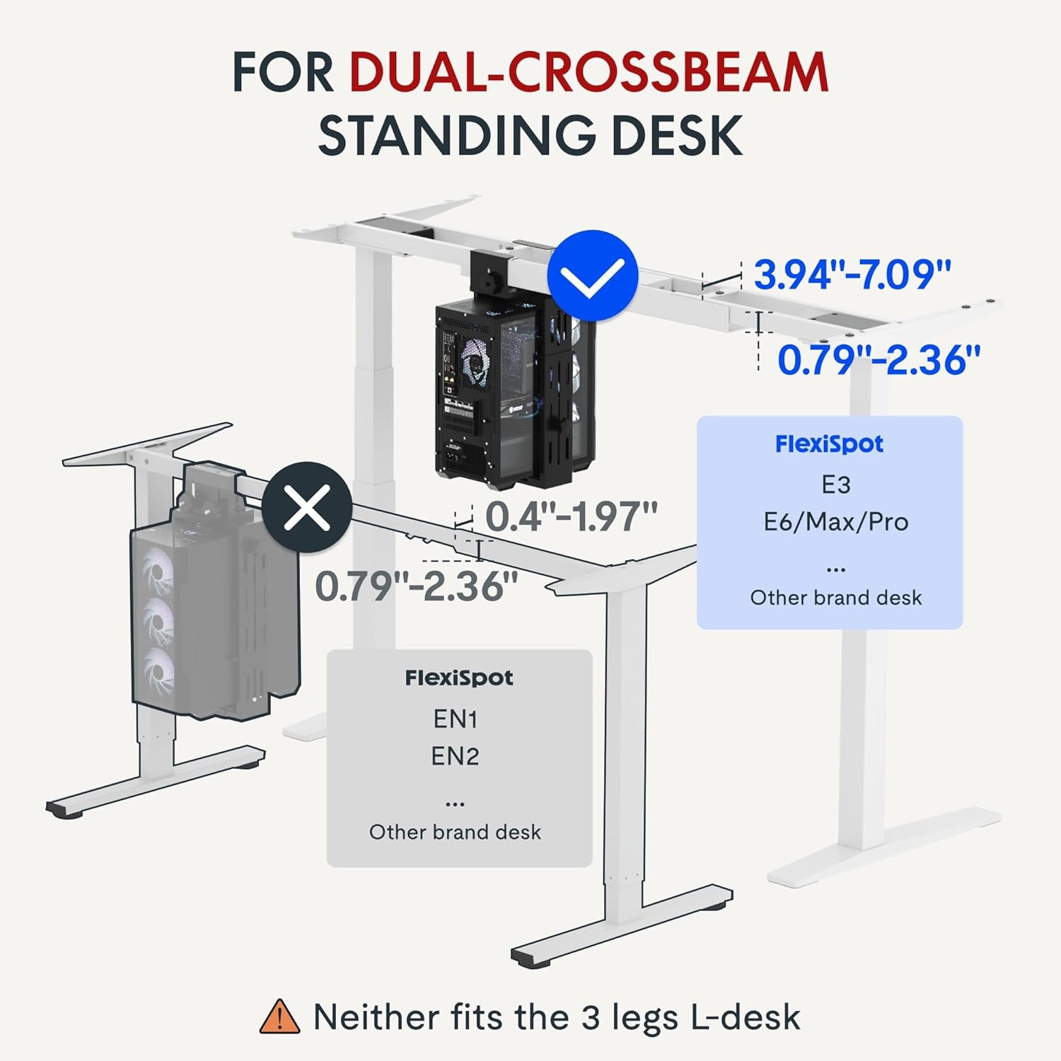 image:imageFLEXISPOT Computer Tower Stand PC Stand up to 44lbs CPU Holder Adjustable Height and Width Fits MidTower and MiniTower For SinglecrossbeamFor Dualcrossbeam