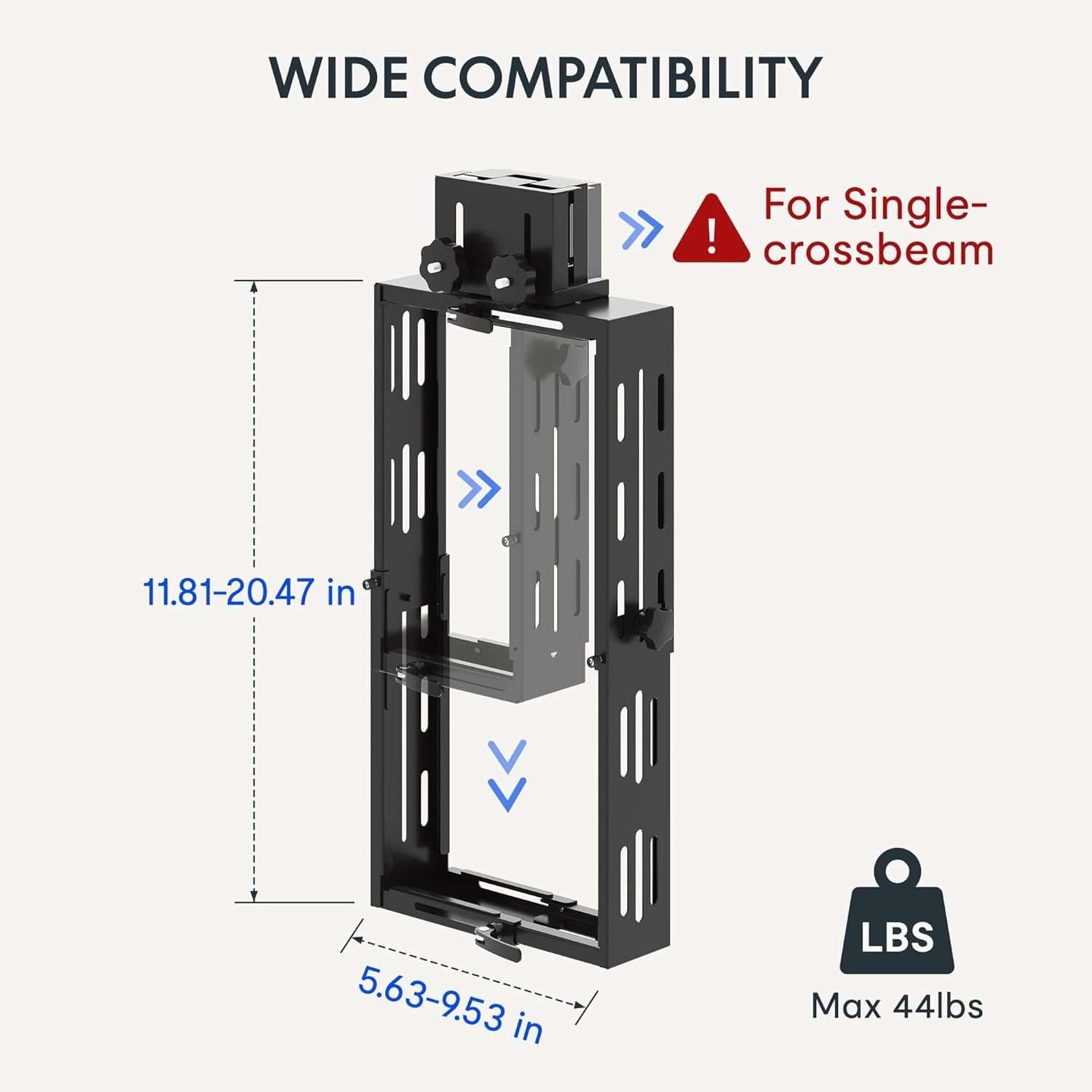 image:imageFLEXISPOT Computer Tower Stand PC Stand up to 44lbs CPU Holder Adjustable Height and Width Fits MidTower and MiniTower For SinglecrossbeamFor Singlecrossbeam