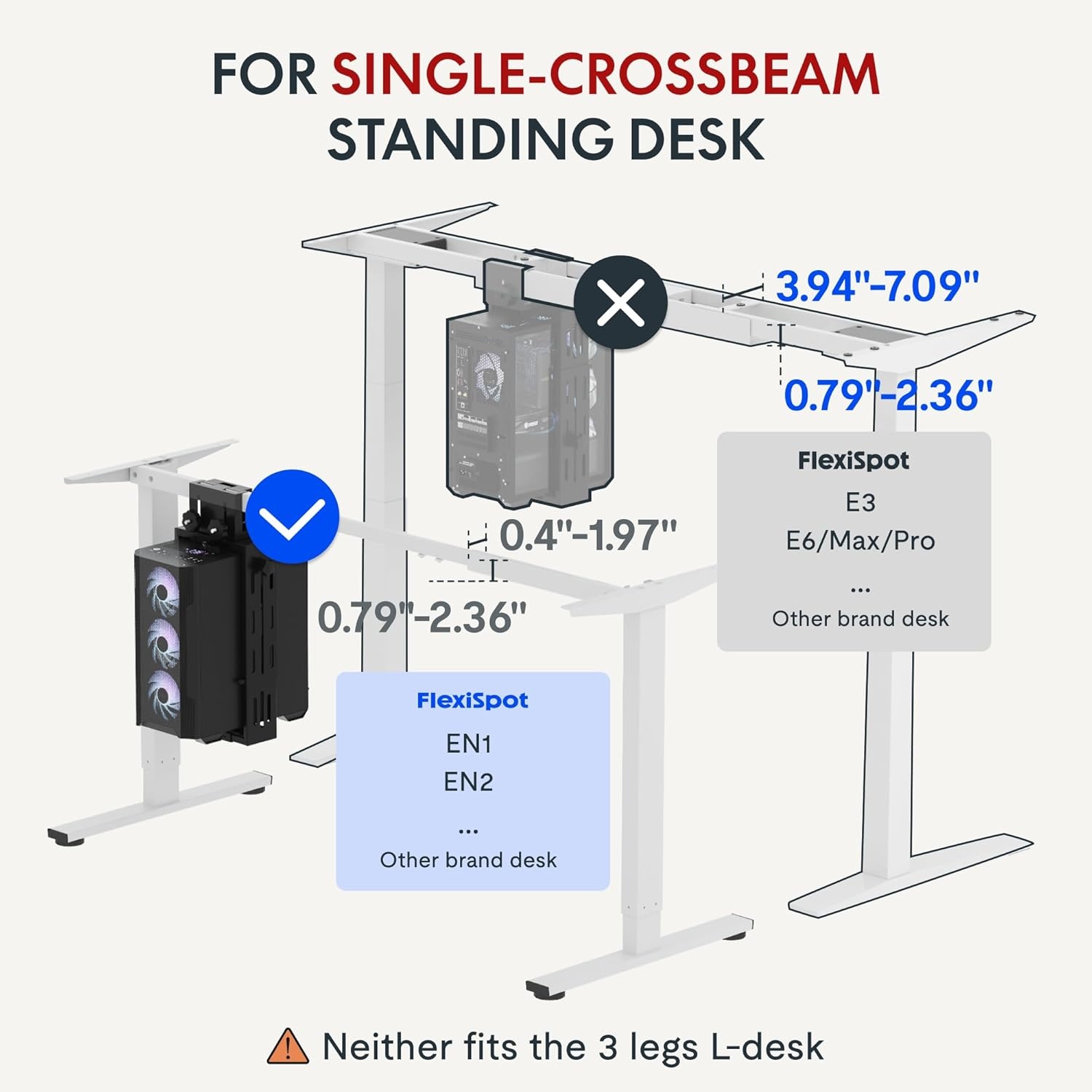 image:imageFLEXISPOT Computer Tower Stand PC Stand up to 44lbs CPU Holder Adjustable Height and Width Fits MidTower and MiniTower For SinglecrossbeamFor Singlecrossbeam
