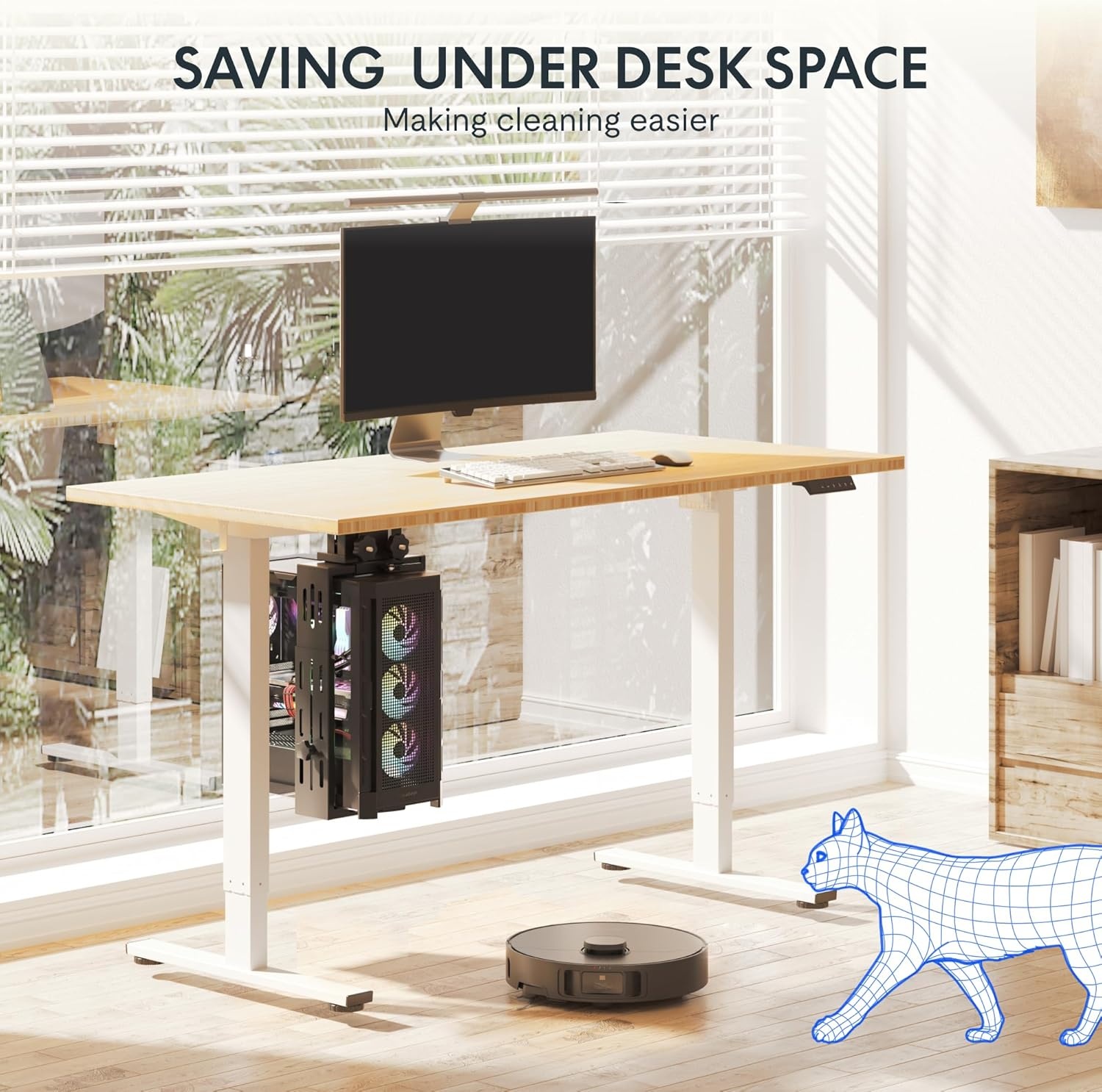 image:imageFLEXISPOT Computer Tower Stand PC Stand up to 44lbs CPU Holder Adjustable Height and Width Fits MidTower and MiniTower For SinglecrossbeamFor Singlecrossbeam