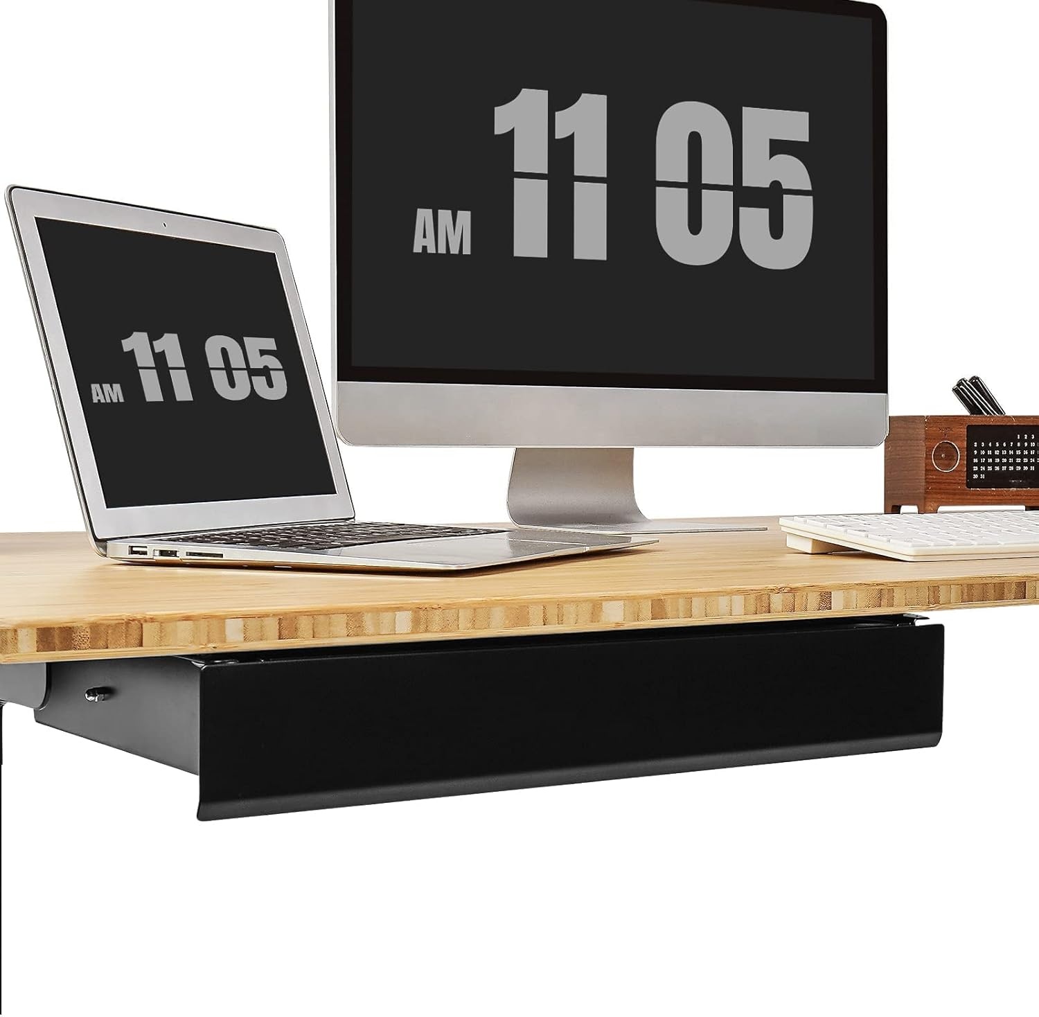image:imageFLEXISPOT Under Desk Drawer Steel Drawer for Desk Slideout Under table Mounted Drawer Standing Workstation Storage Attachment for Office Home 177 Width BlackBlack