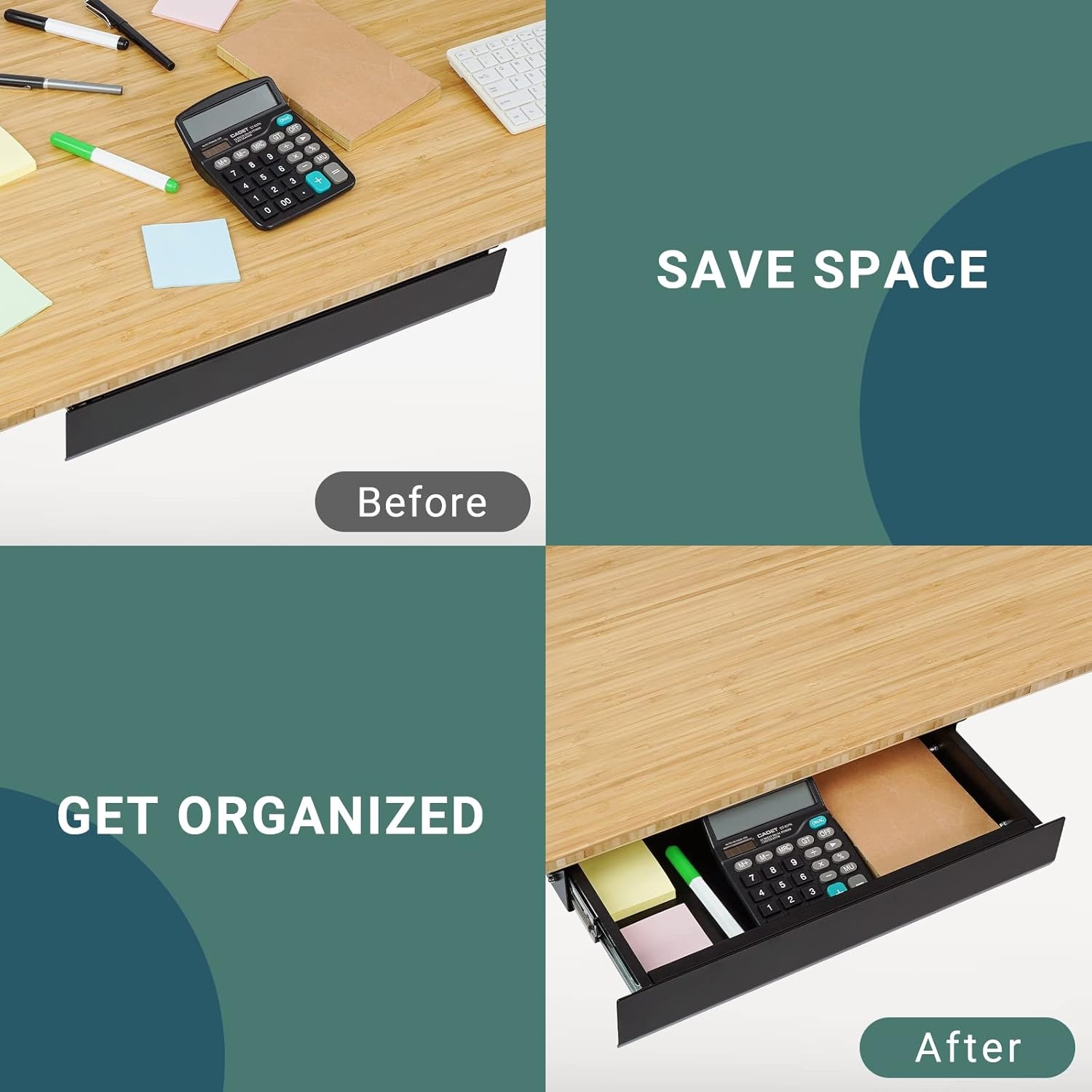 image:imageFLEXISPOT Under Desk Drawer Steel Drawer for Desk Slideout Under table Mounted Drawer Standing Workstation Storage Attachment for Office Home 177 Width BlackBlack